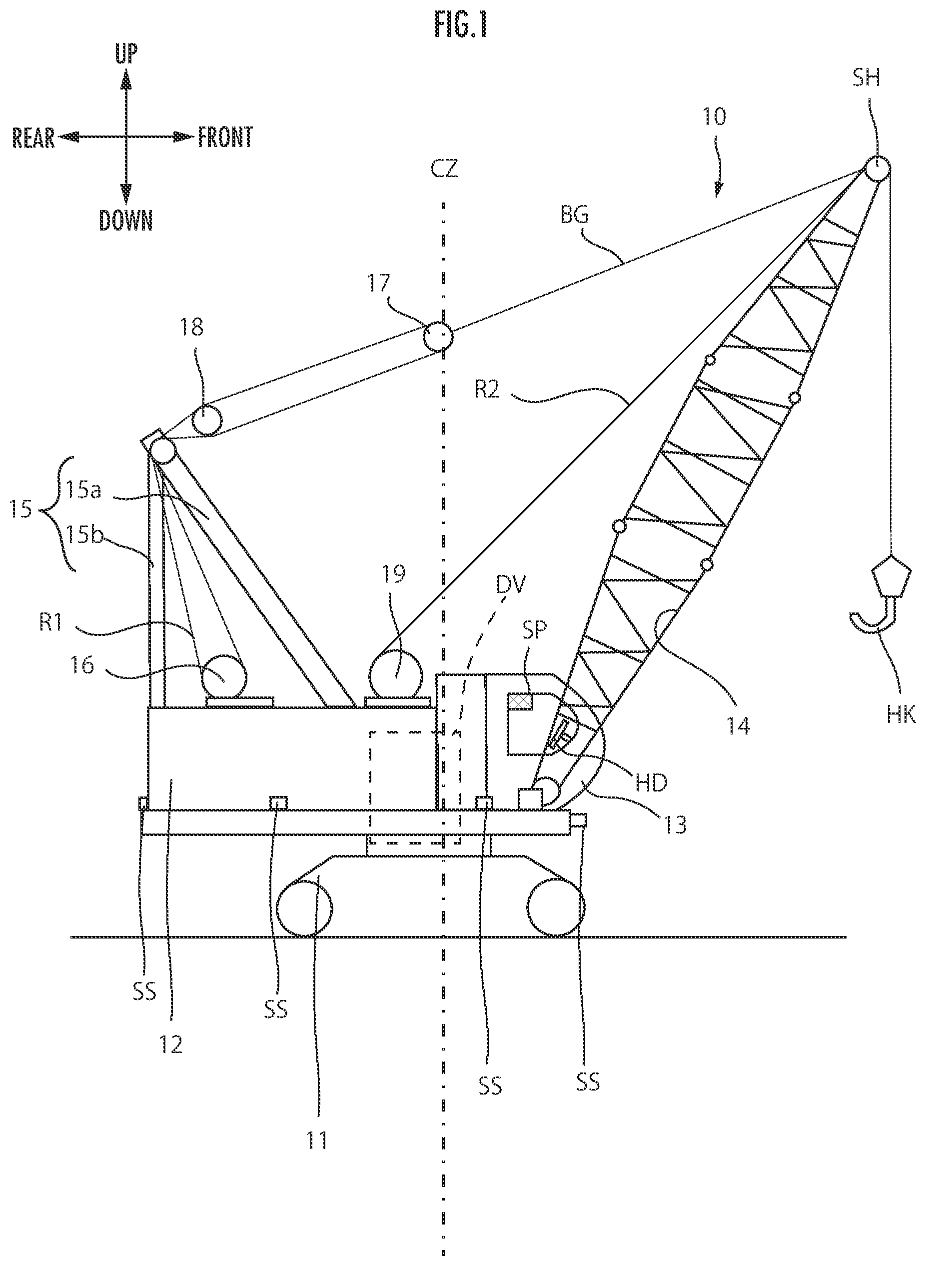 Patent US12312220 Figure 1 – Work machine collision safety controls and warnings