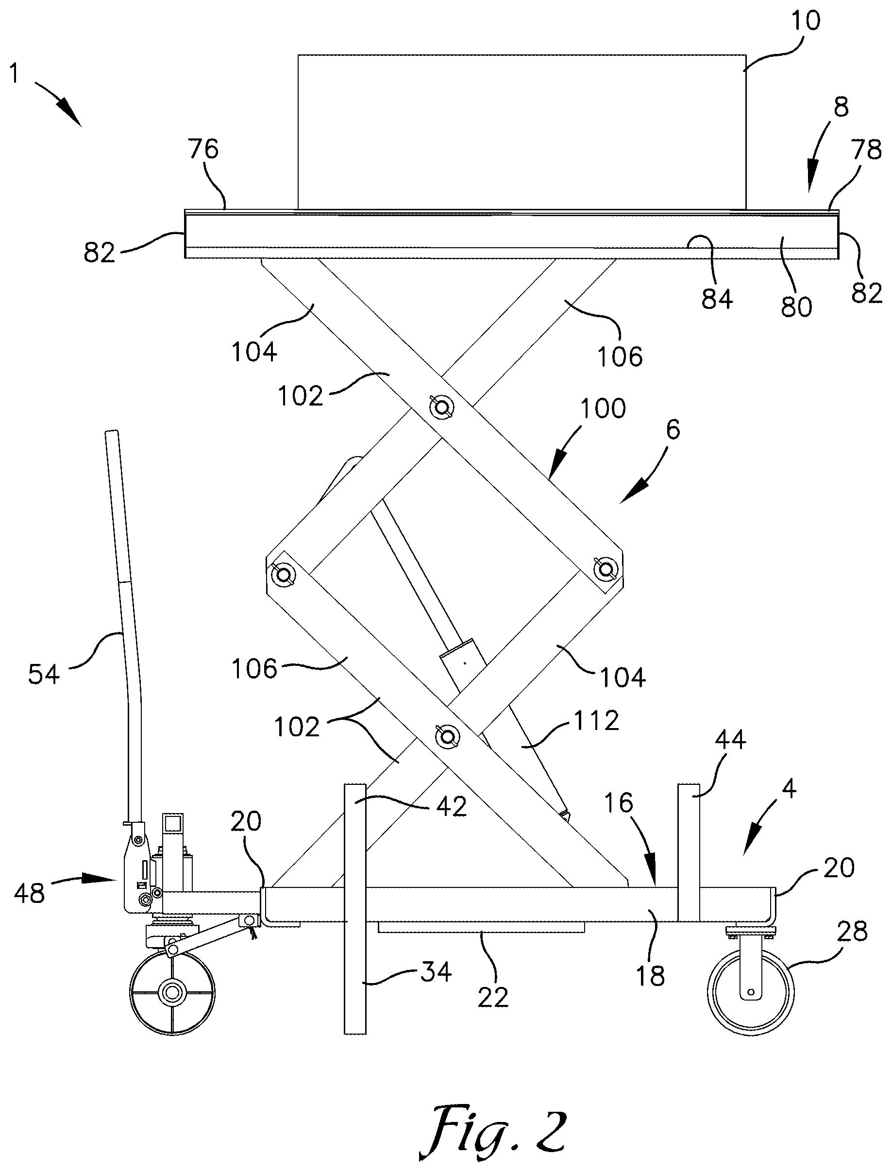 Patent US12312223 Figure 2 – Agile mobile scissor lift apparatus