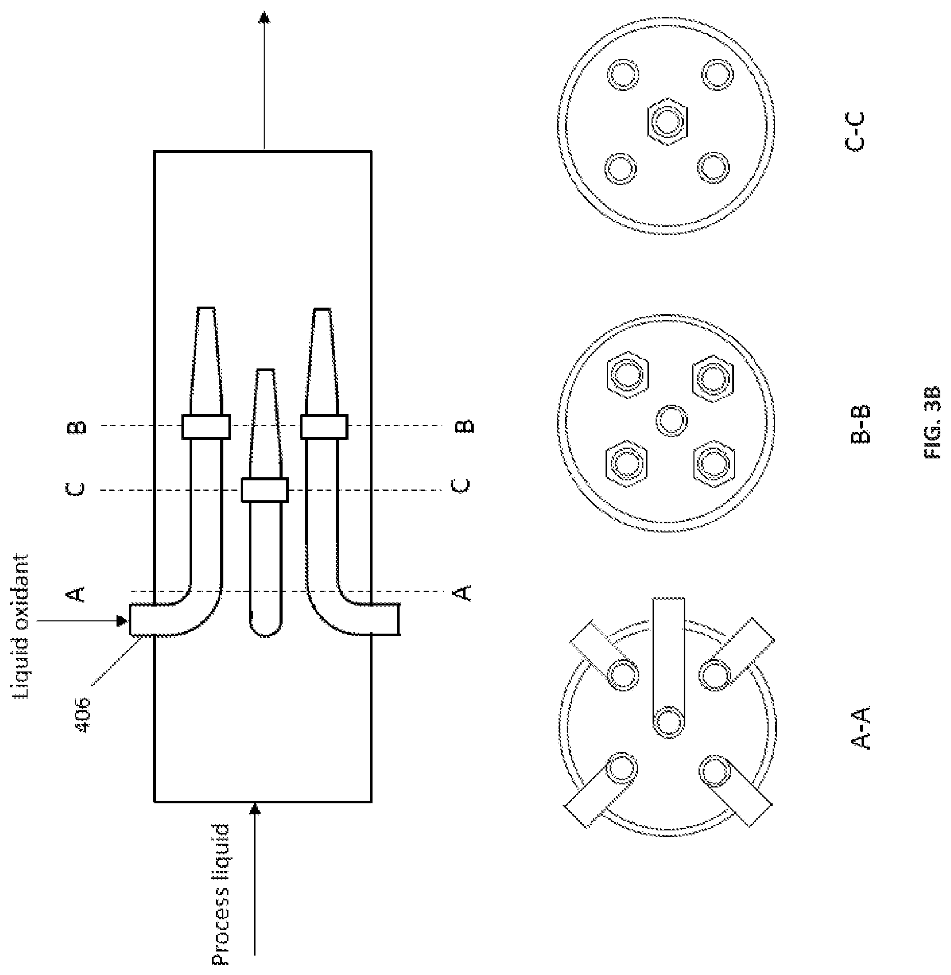 Patent US12312264 Figure 4 – Method for mixing gas-free liquid oxidant with process liquid