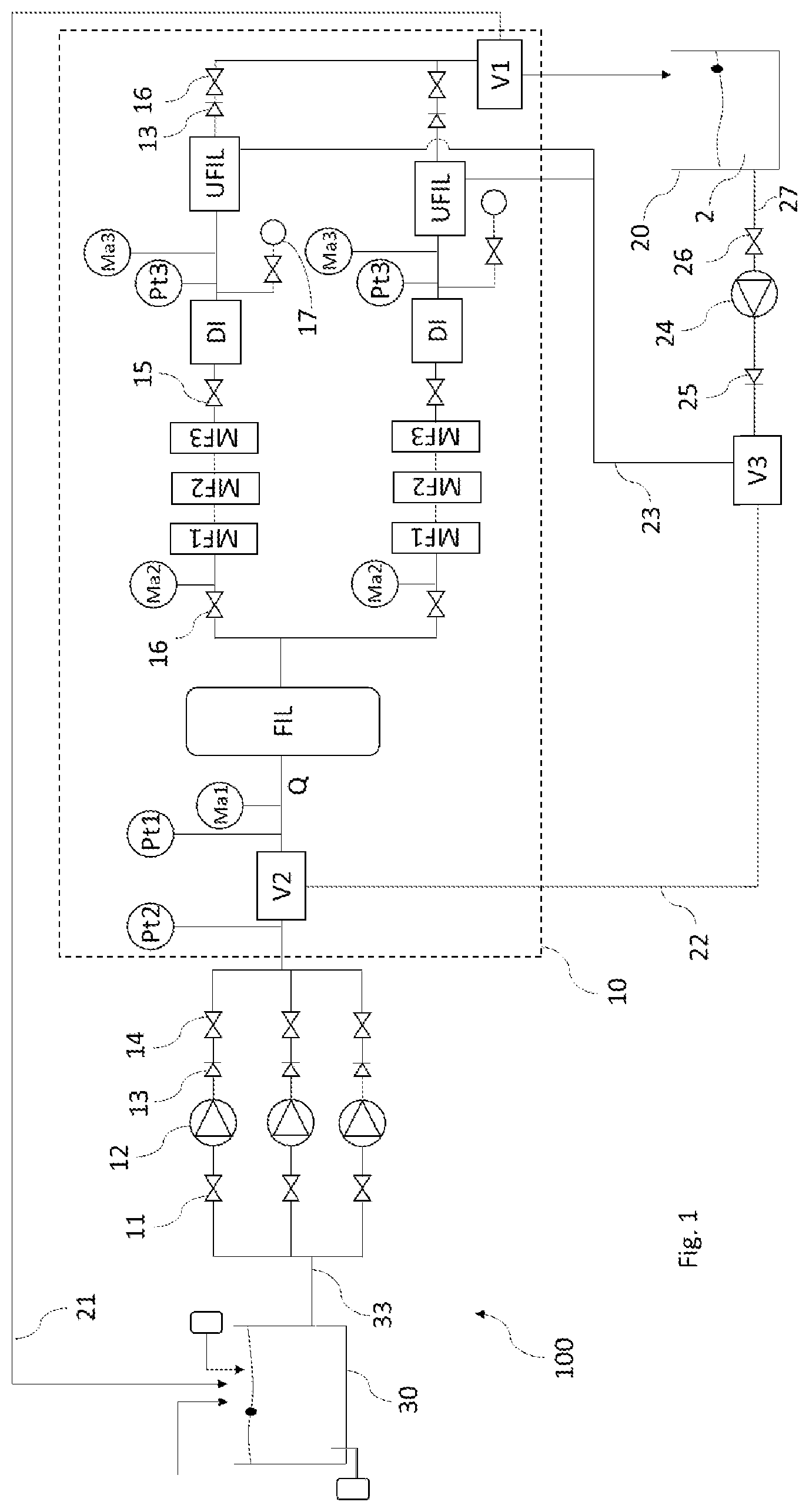 Patent US12312269 Figure 1 – Grey water treatment and recycling system, grey water treatment and recycling process, system control method
