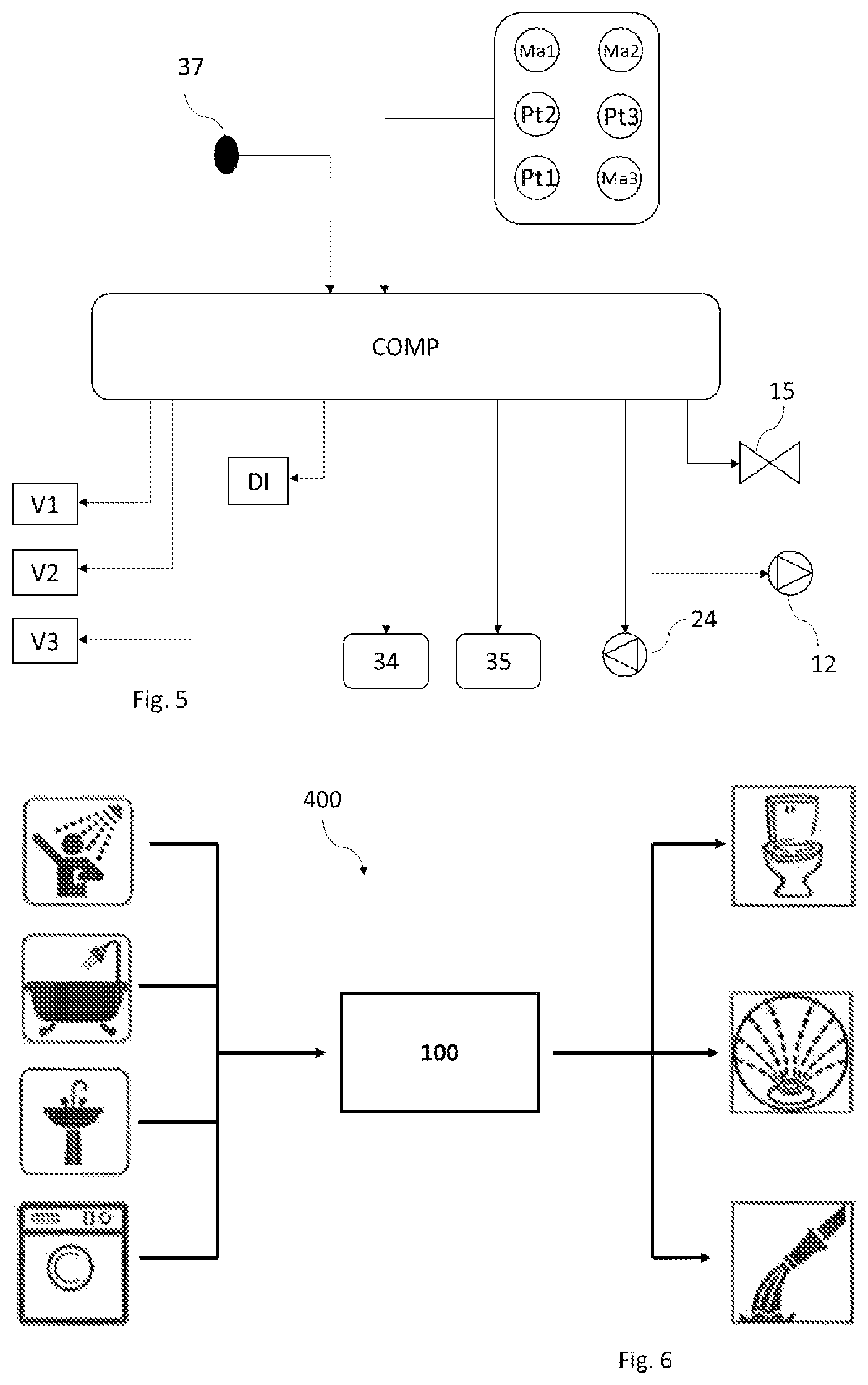 Patent US12312269 Figure 3 – Grey water treatment and recycling system, grey water treatment and recycling process, system control method