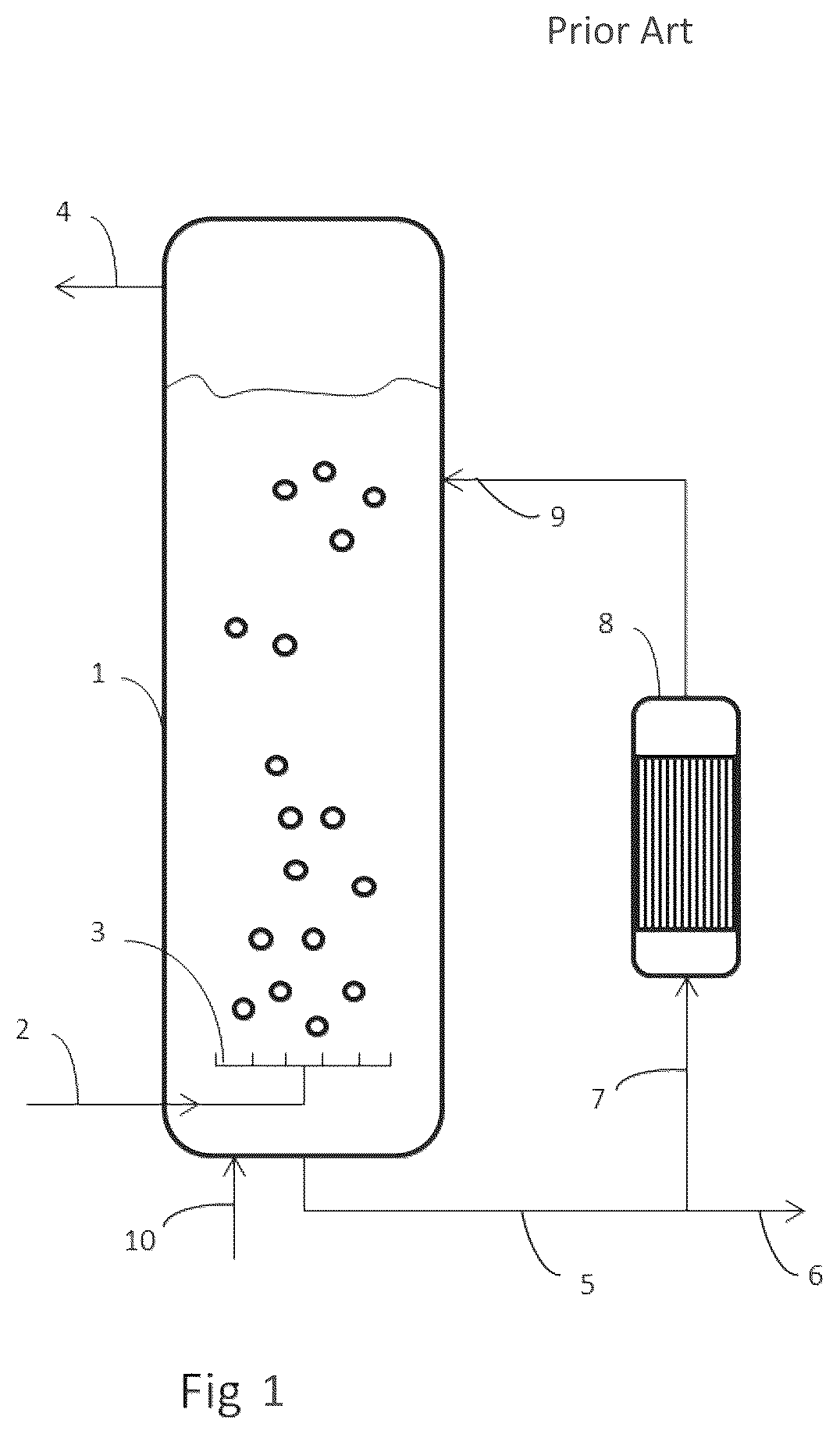 Patent US12312288 Figure 1 – Gas/liquid oligomerization reactor comprising transverse internals