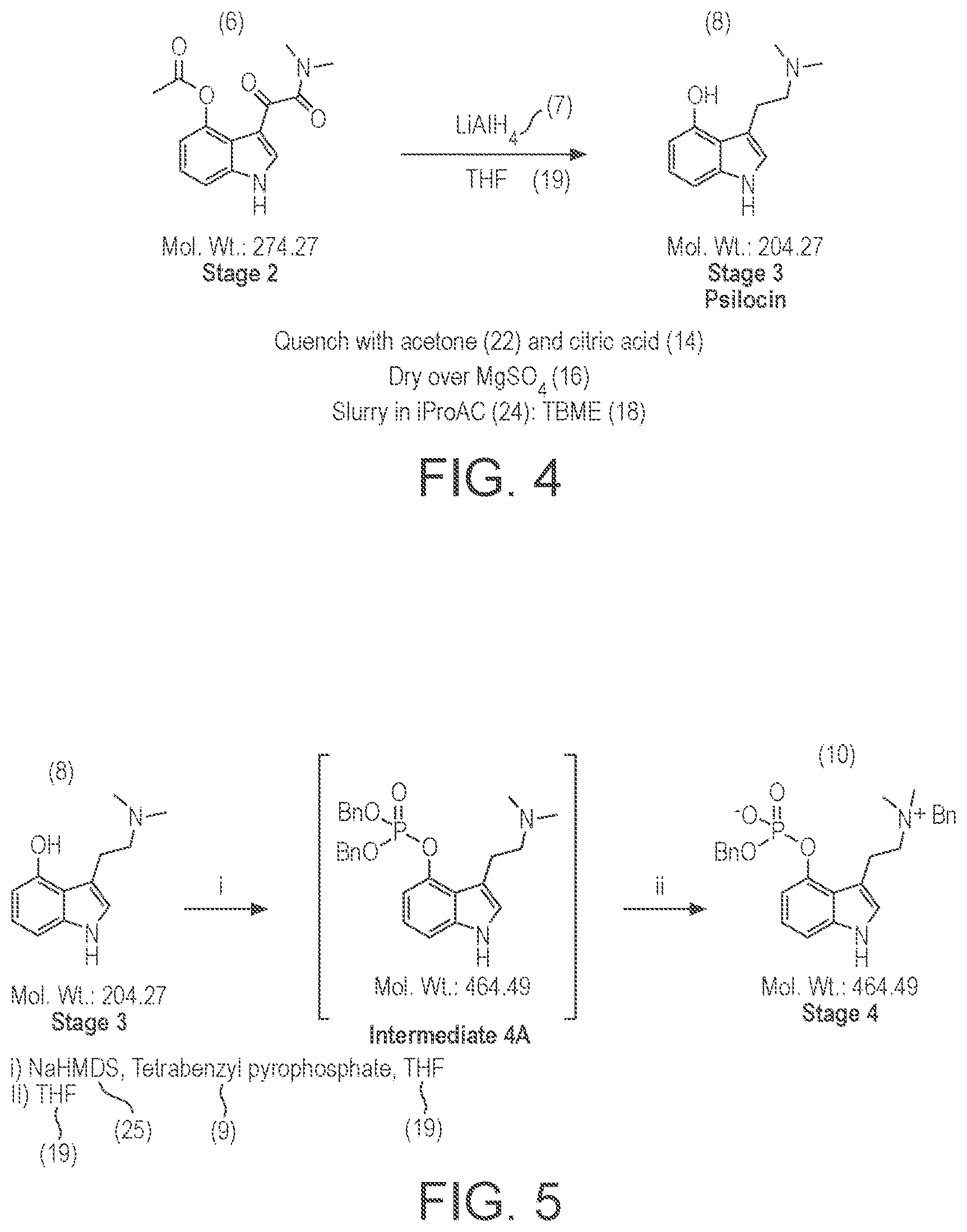 Patent US12312375 Figure 4 – Preparation of psilocybin, different polymorphic forms, intermediates, formulations and their use