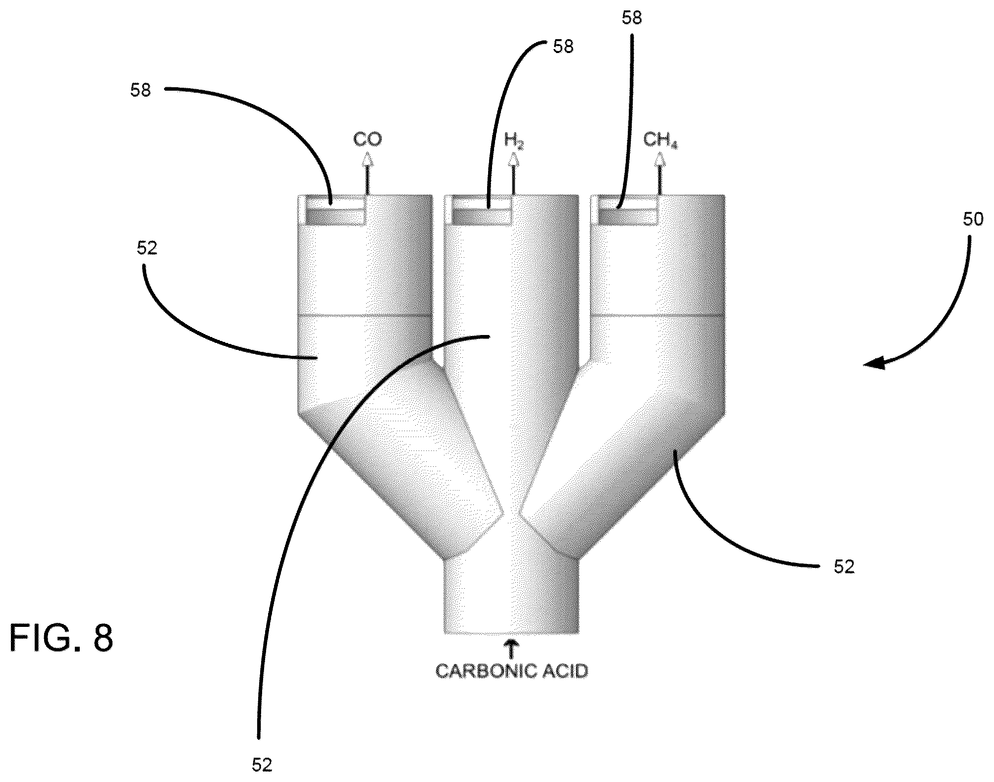 Patent US12312700 Figure 8 – Wet-based catalytic system for CO2 capture, sequestration, and transportation