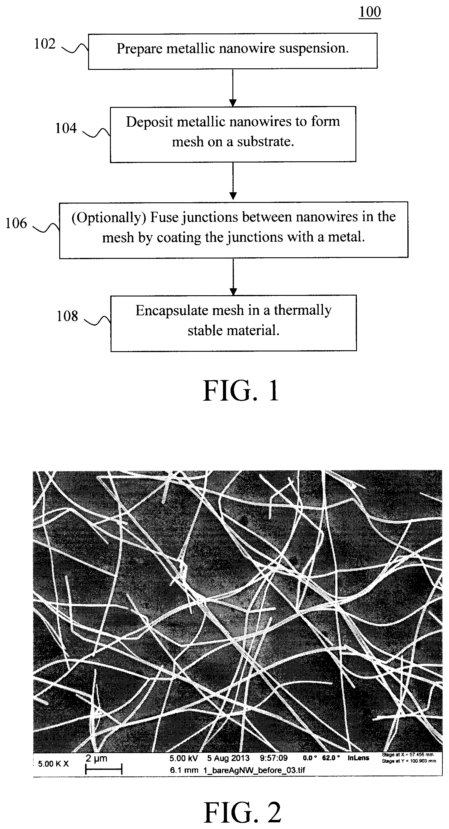 Patent US12312705 Figure 1 – Stabilization of metallic nanowire meshes via encapsulation