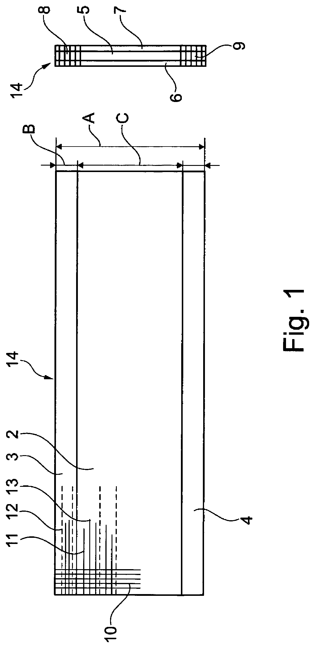 Patent US12312715 — Belt strap for a safety belt device of a motor vehicle — Figure 1