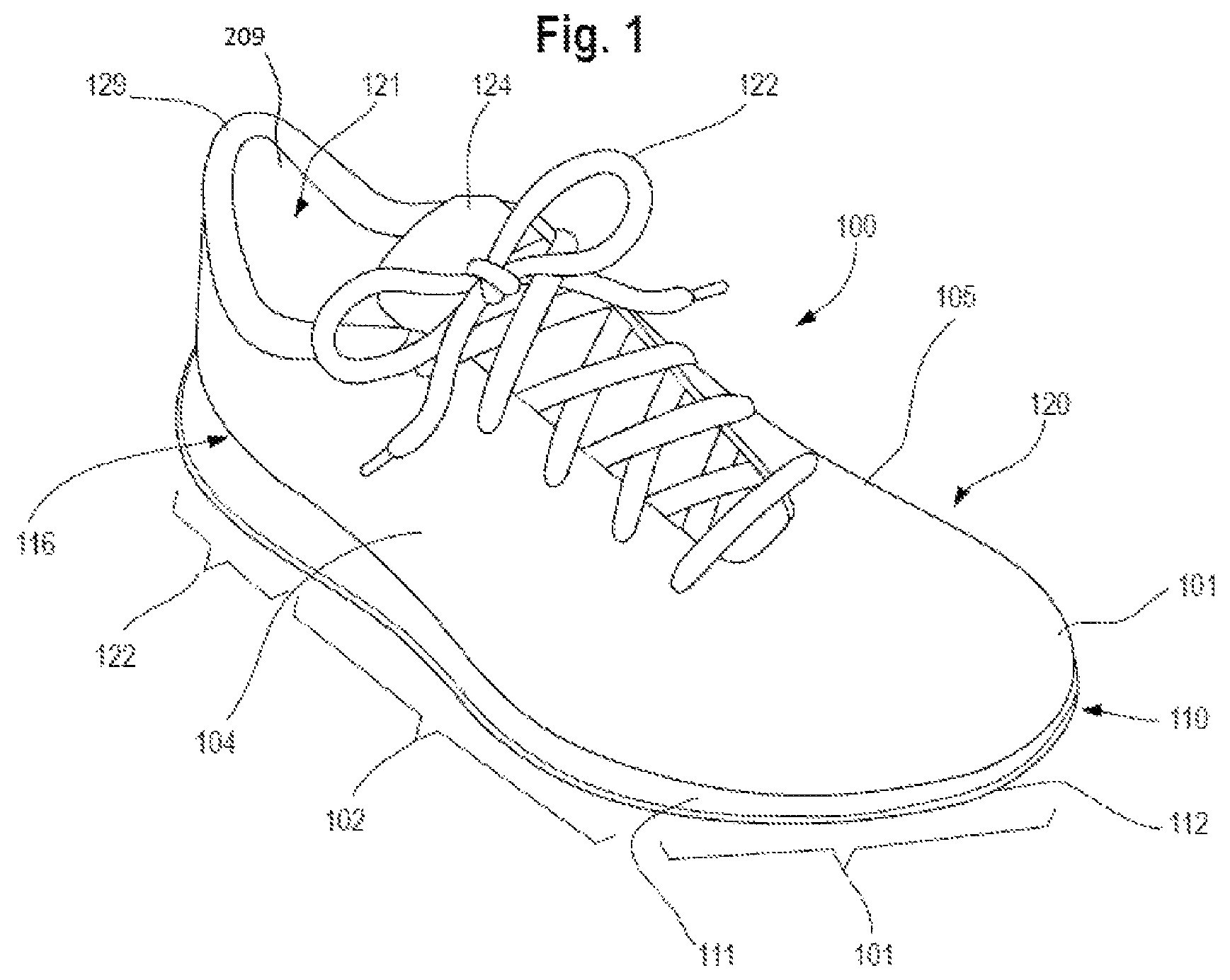 Patent US12312718 — Knitted component having at least one thermoplastic polymer element — Figure 1
