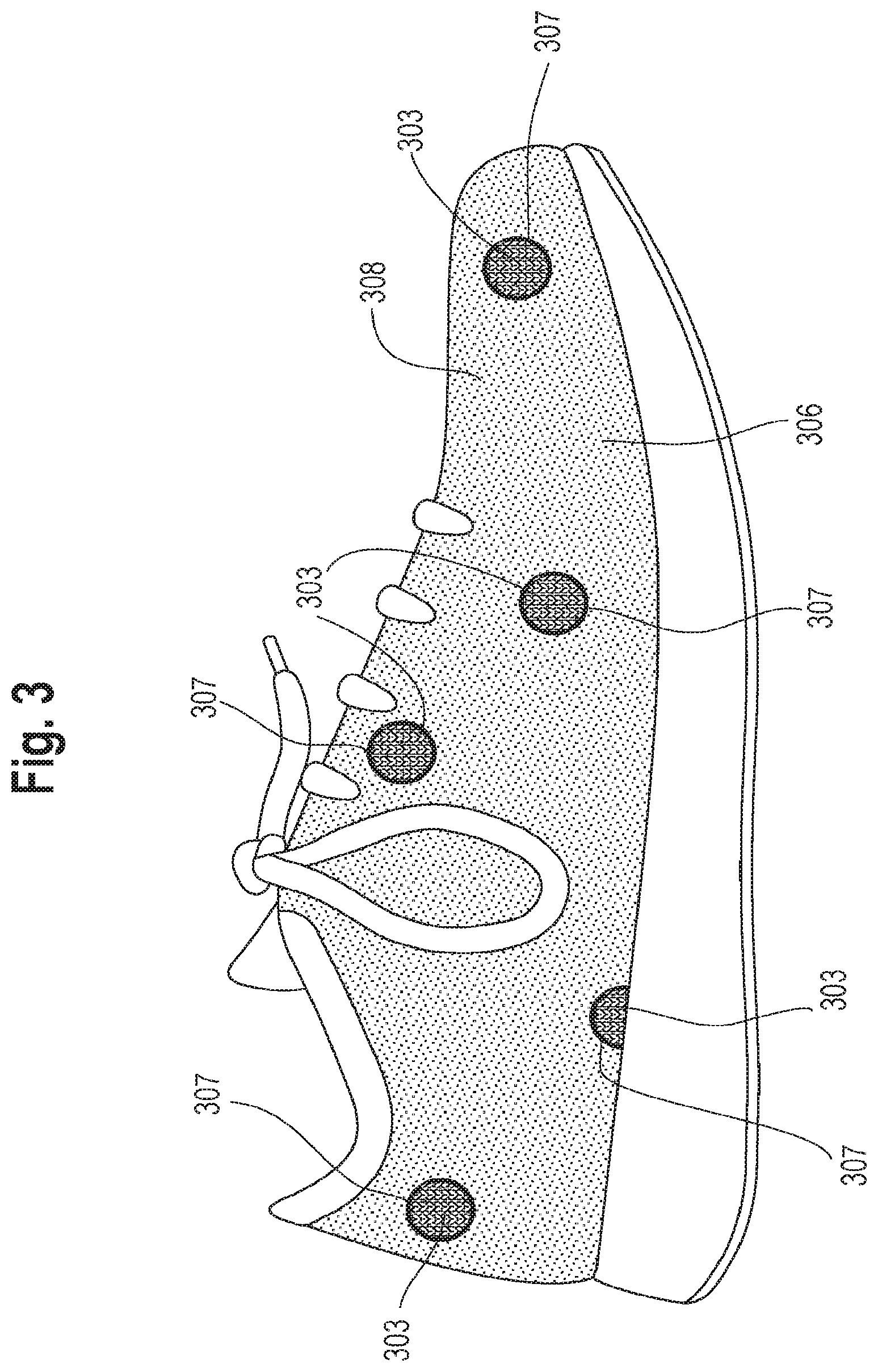 Patent US12312718 Figure 3 – Knitted component having at least one thermoplastic polymer element