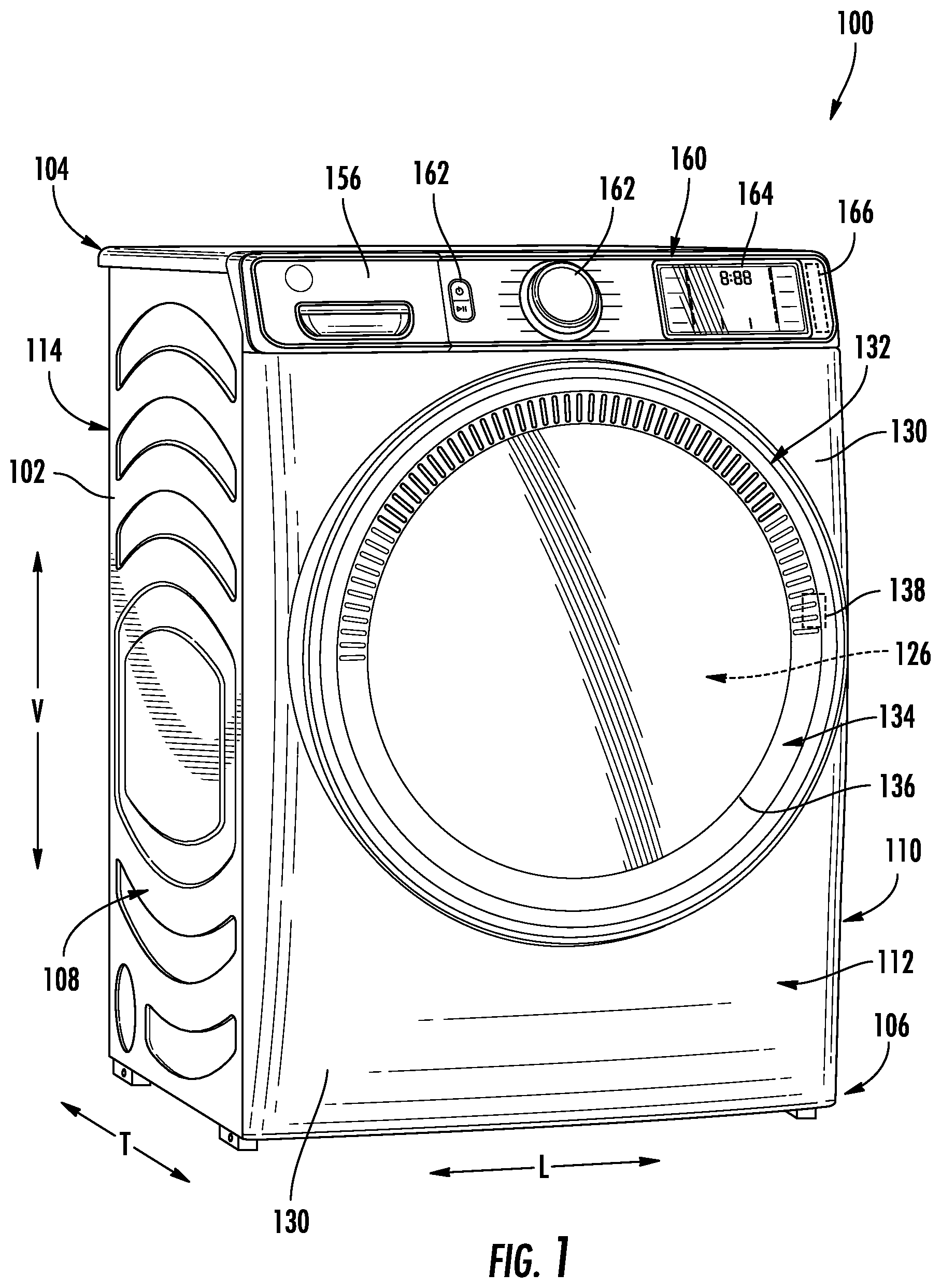 Patent US12312727 — Automatic wash and dry process in a washing machine appliance — Figure 1