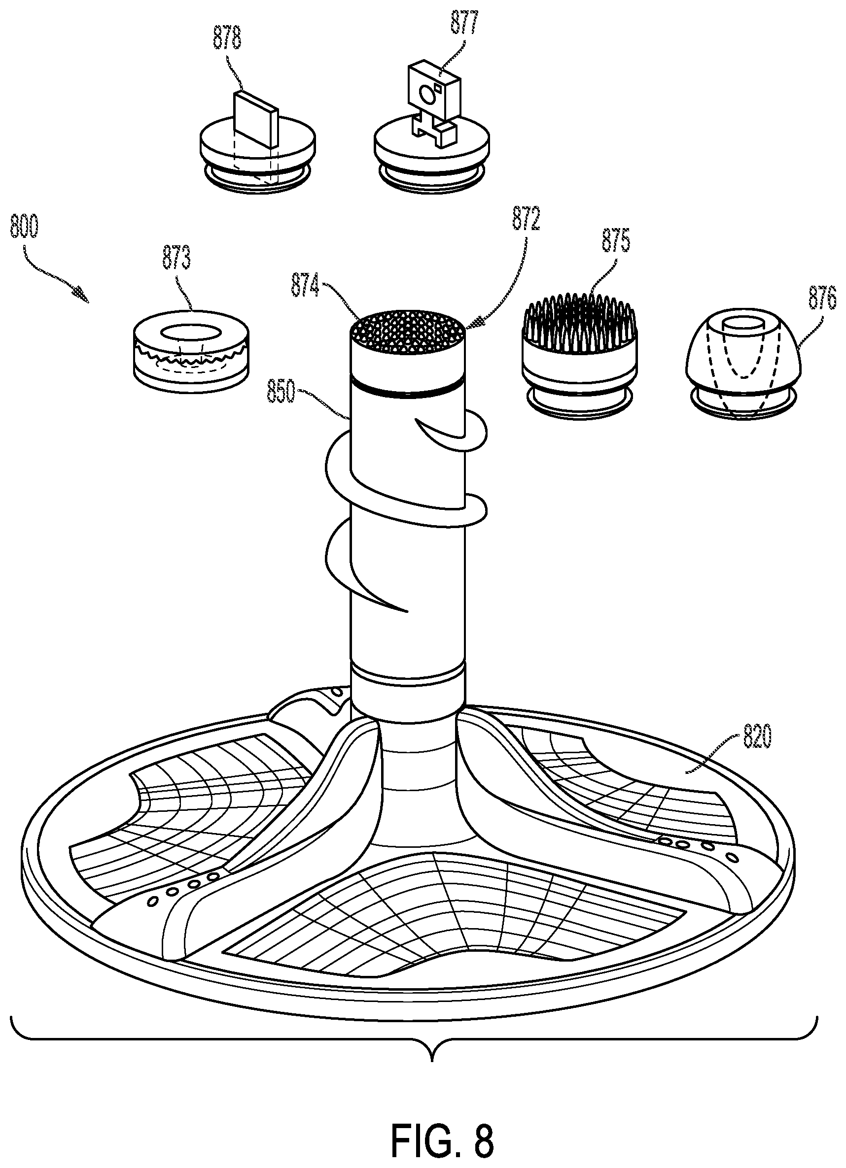 Patent US12312731 Figure 8 – Removable agitator with fabric softener dispenser