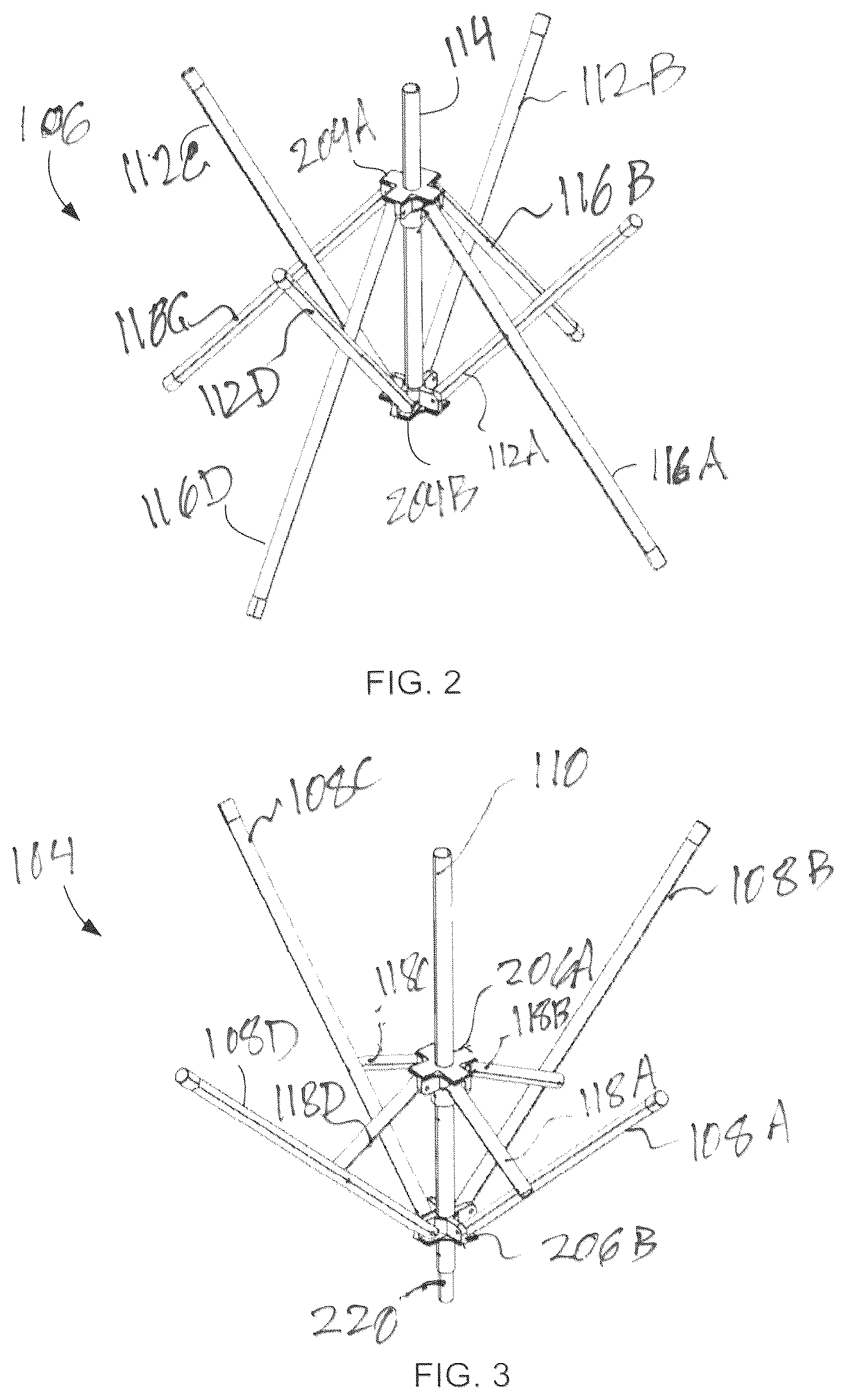 Patent US12312733 Figure 2 – Collapsible stand assembly for drying and storage