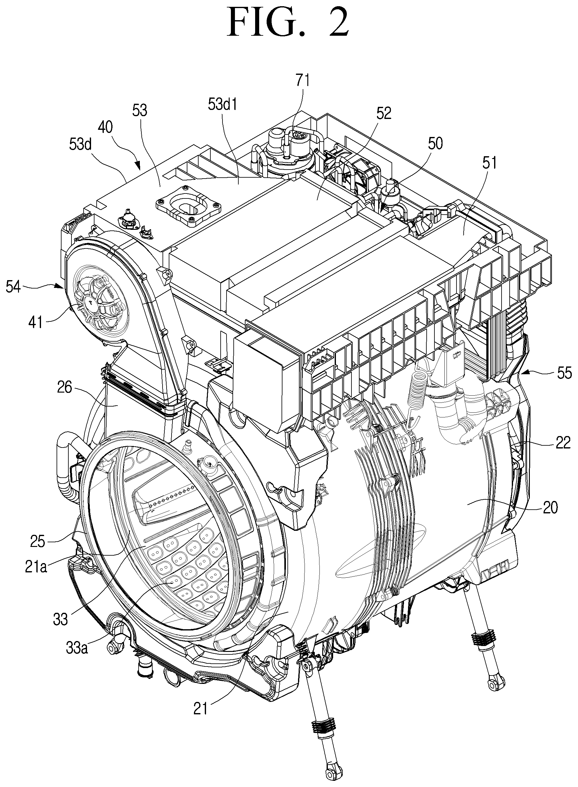 Patent US12312735 Figure 2 – Washing machine with drying function