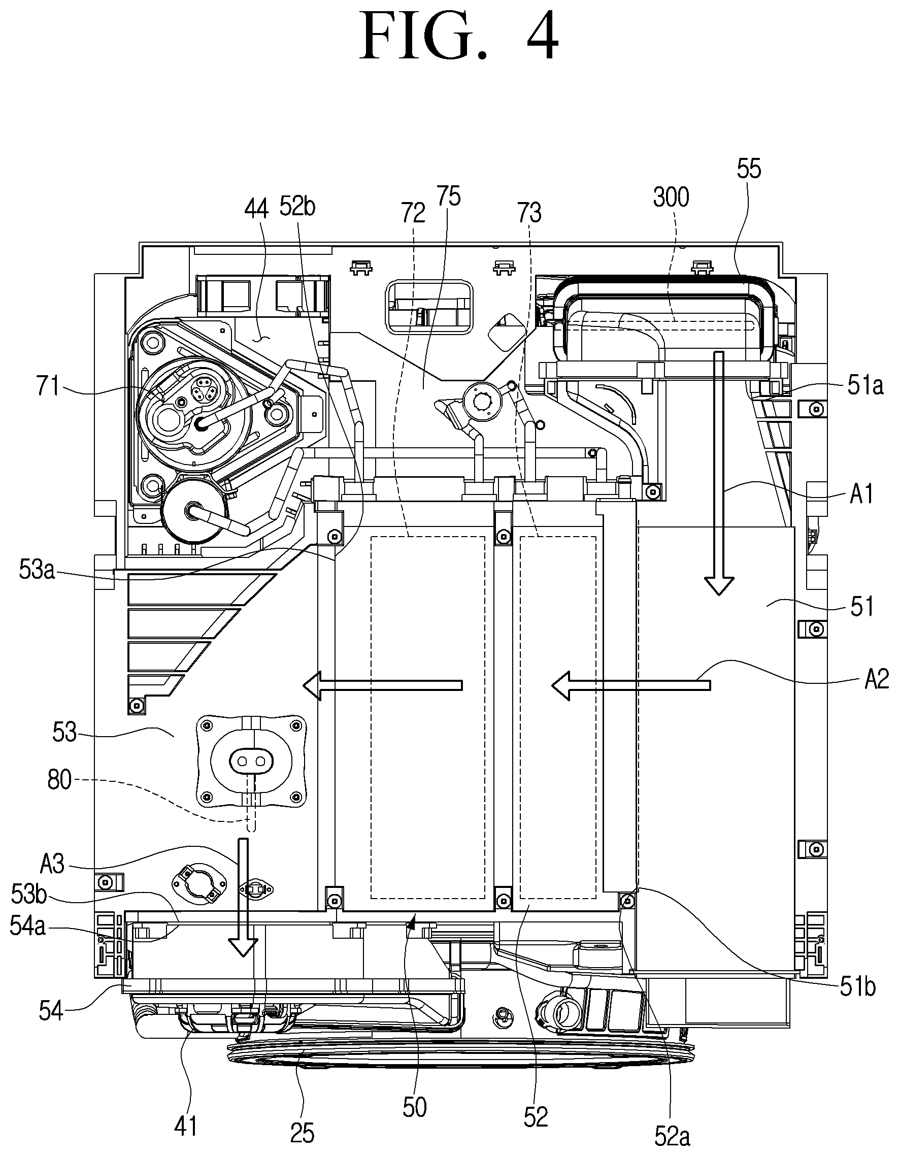 Patent US12312735 Figure 4 – Washing machine with drying function