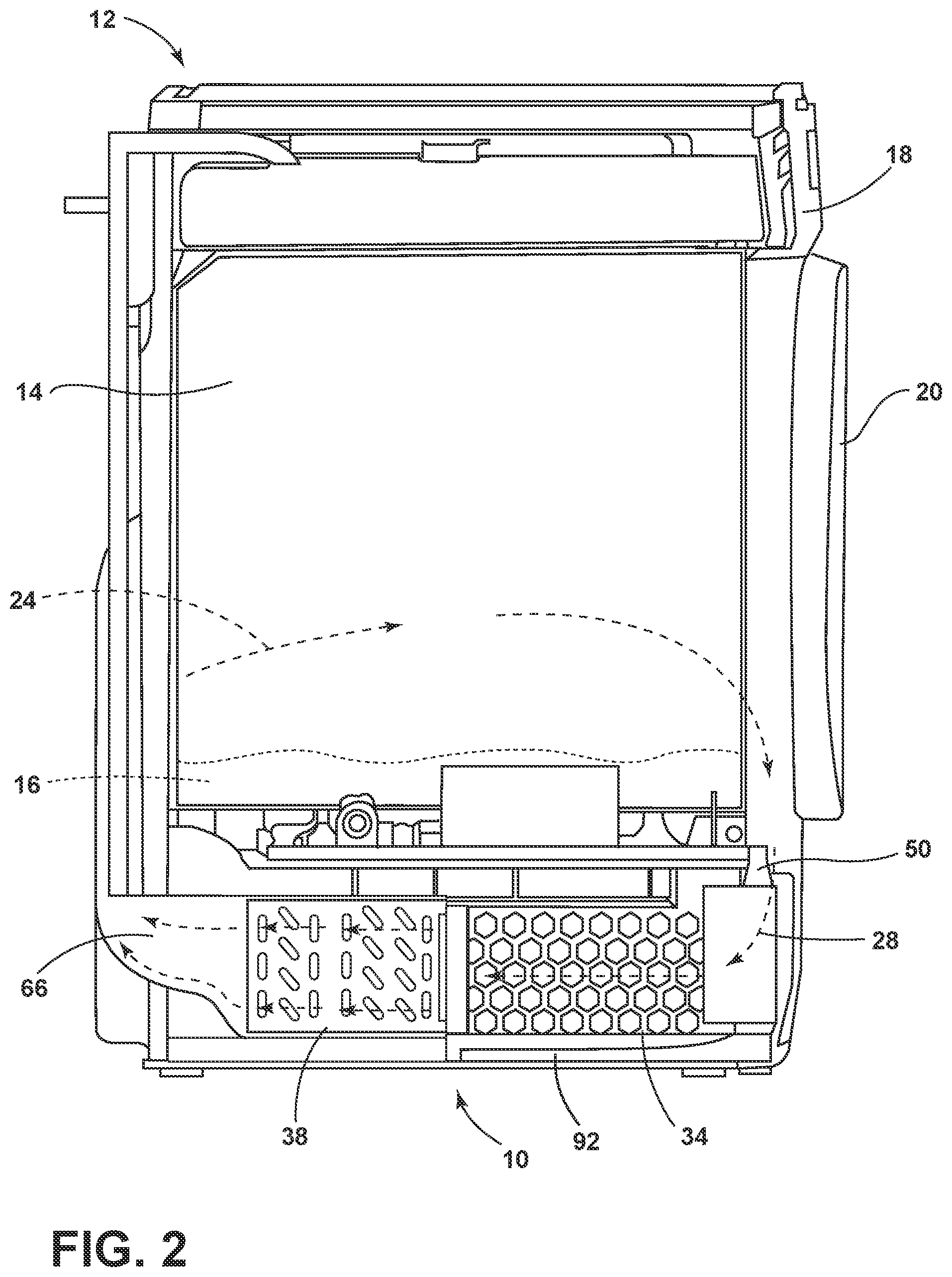 Patent US12312736 Figure 2 – Drain system for a laundry appliance