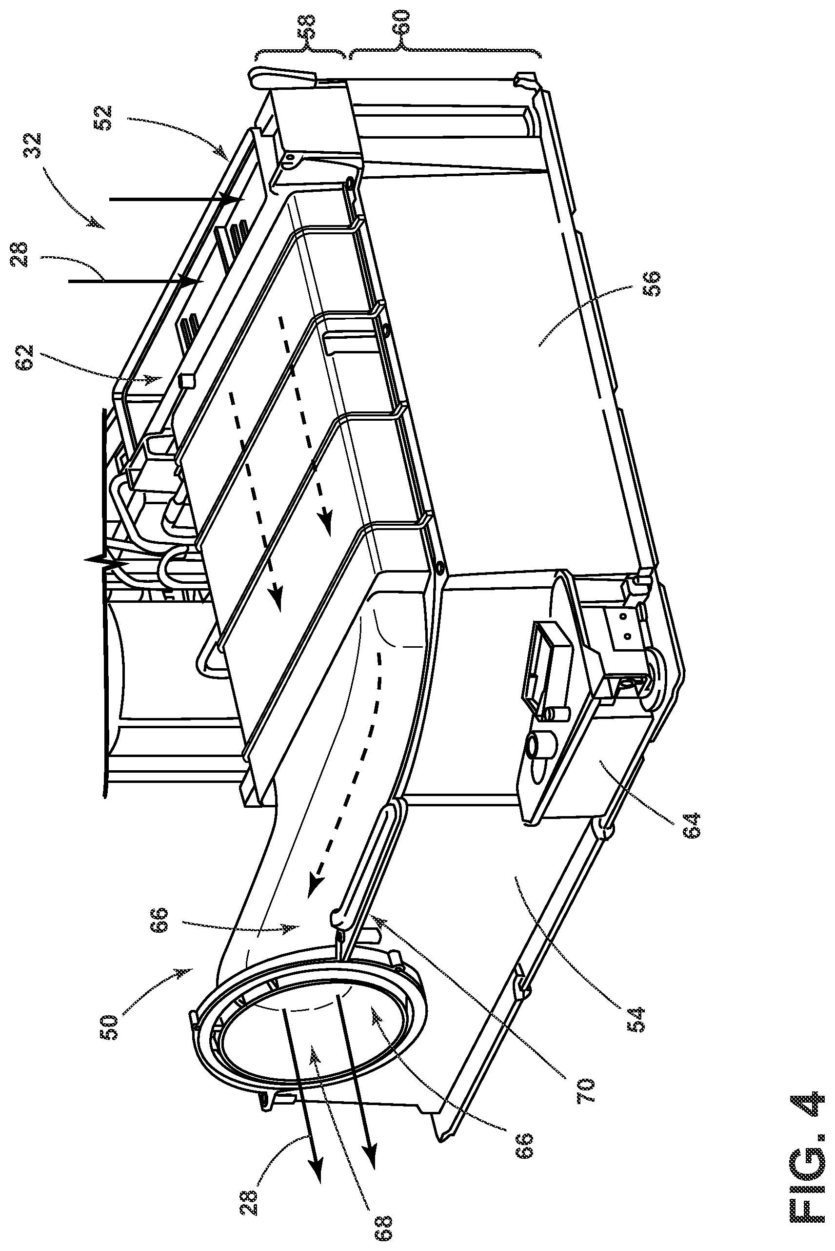 Patent US12312736 Figure 4 – Drain system for a laundry appliance