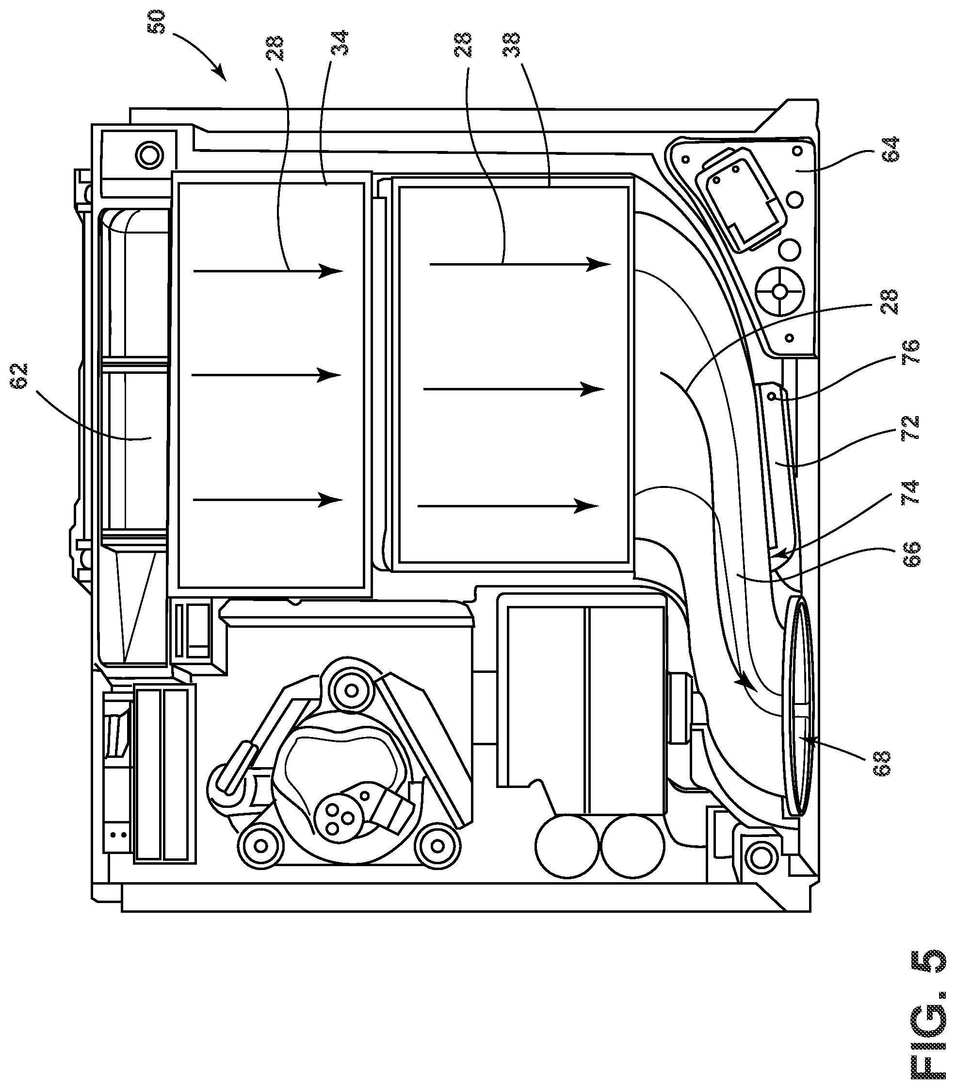 Patent US12312736 Figure 5 – Drain system for a laundry appliance