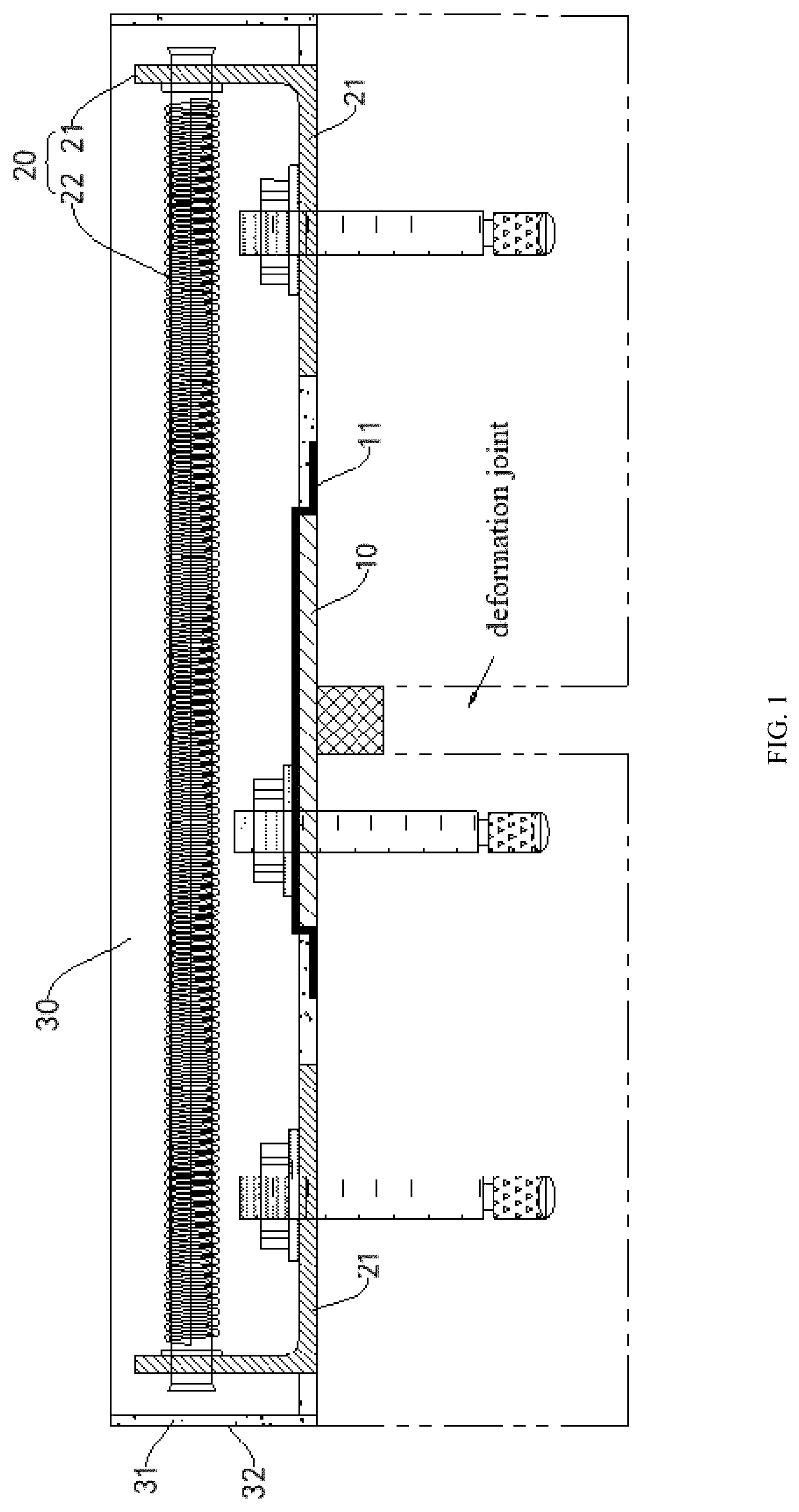 Patent US12312751 Figure 1 – Expansion device for deformation joints, pavement structure and construction method thereof