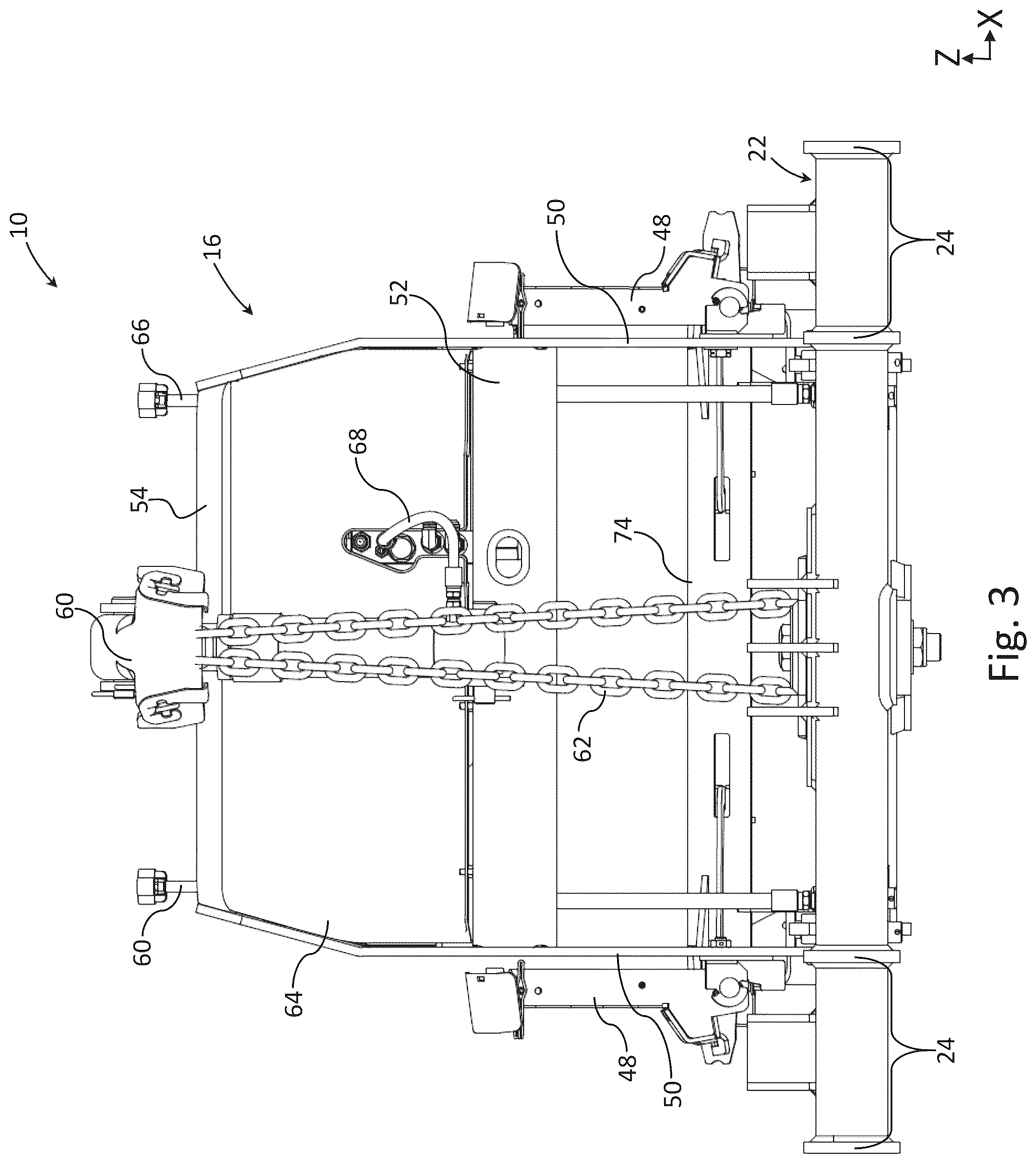 Patent US12312759 Figure 3 – Snow plow assembly with floating a-frame