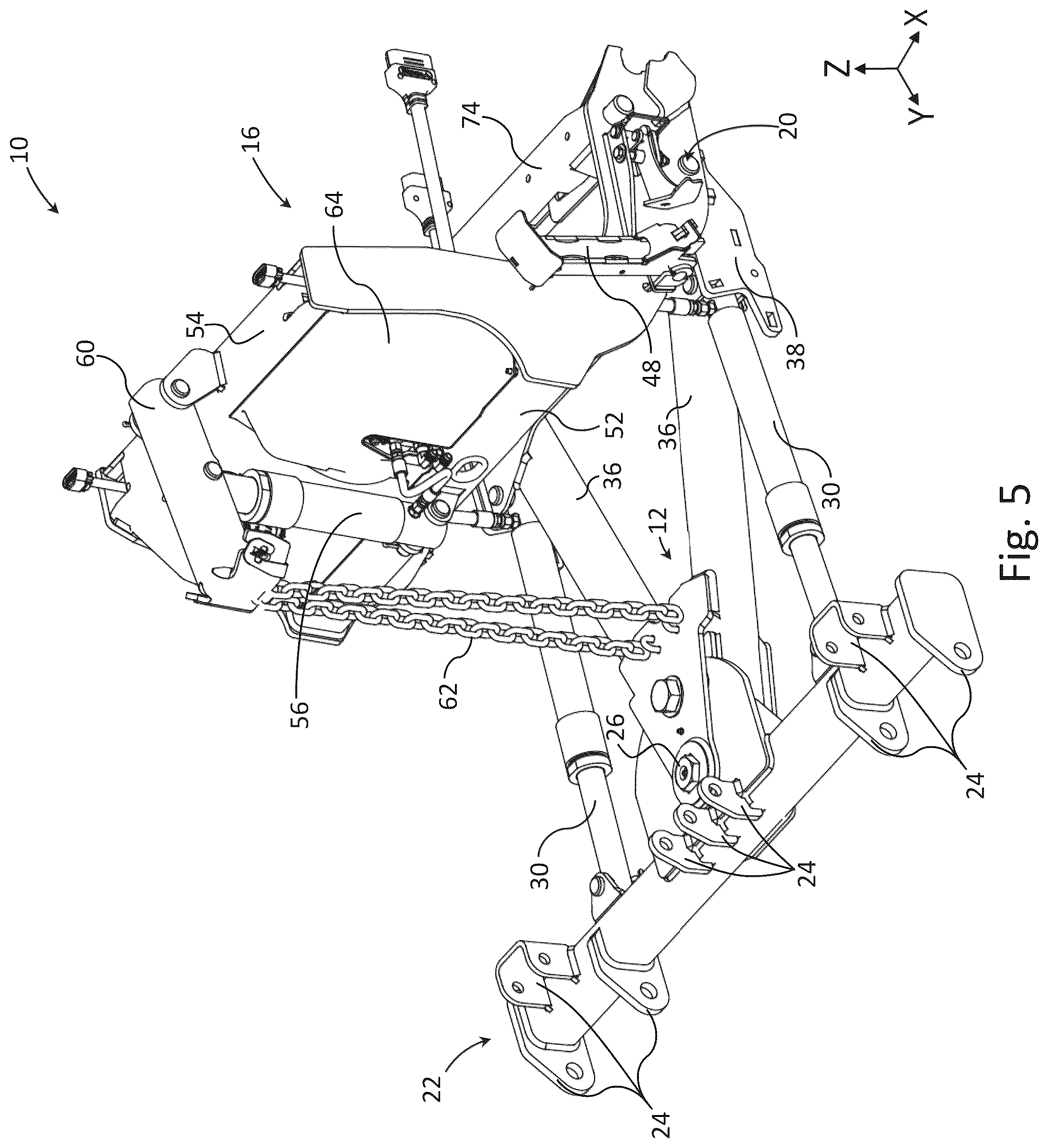 Patent US12312759 Figure 5 – Snow plow assembly with floating a-frame