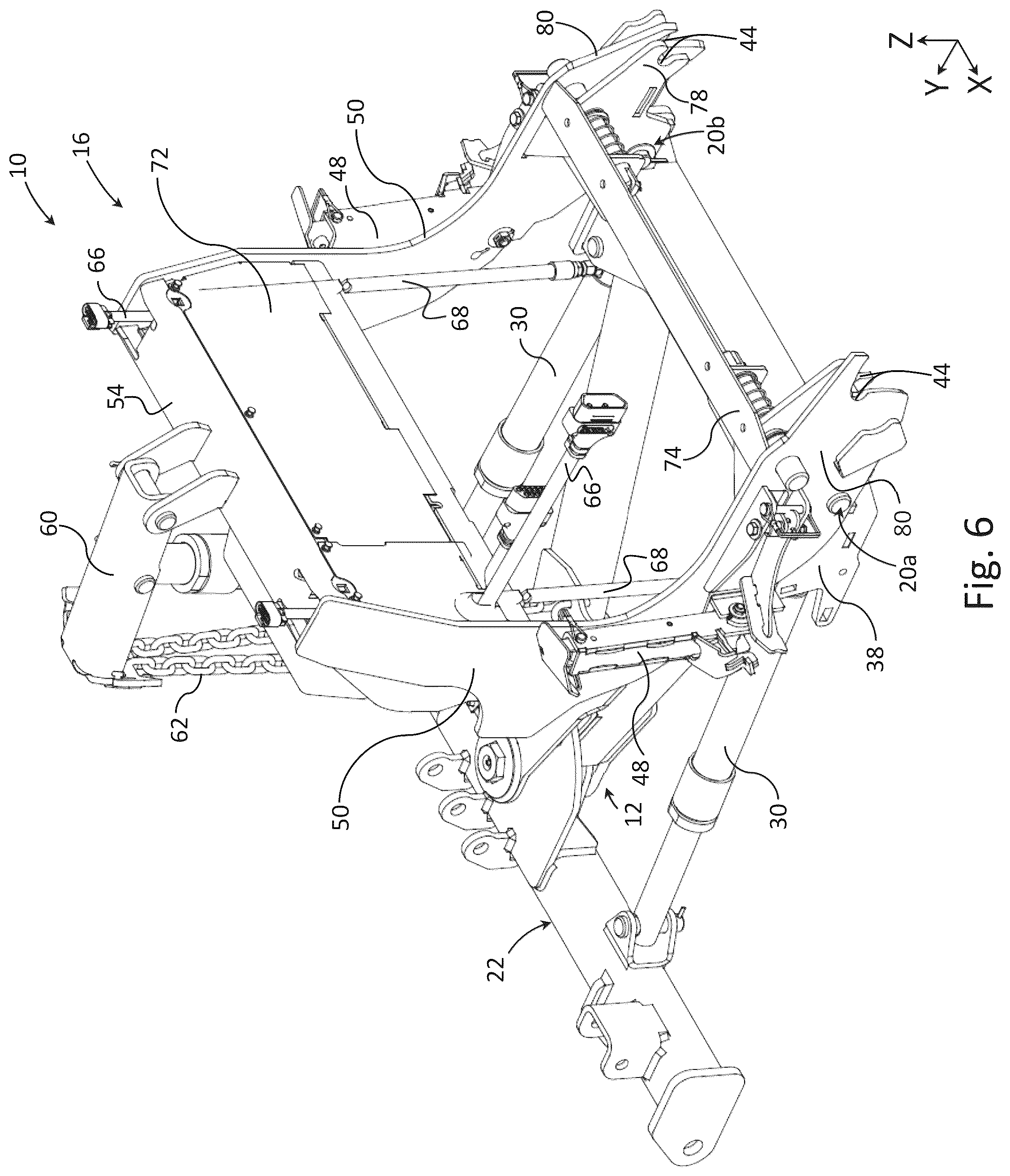 Patent US12312759 Figure 6 – Snow plow assembly with floating a-frame
