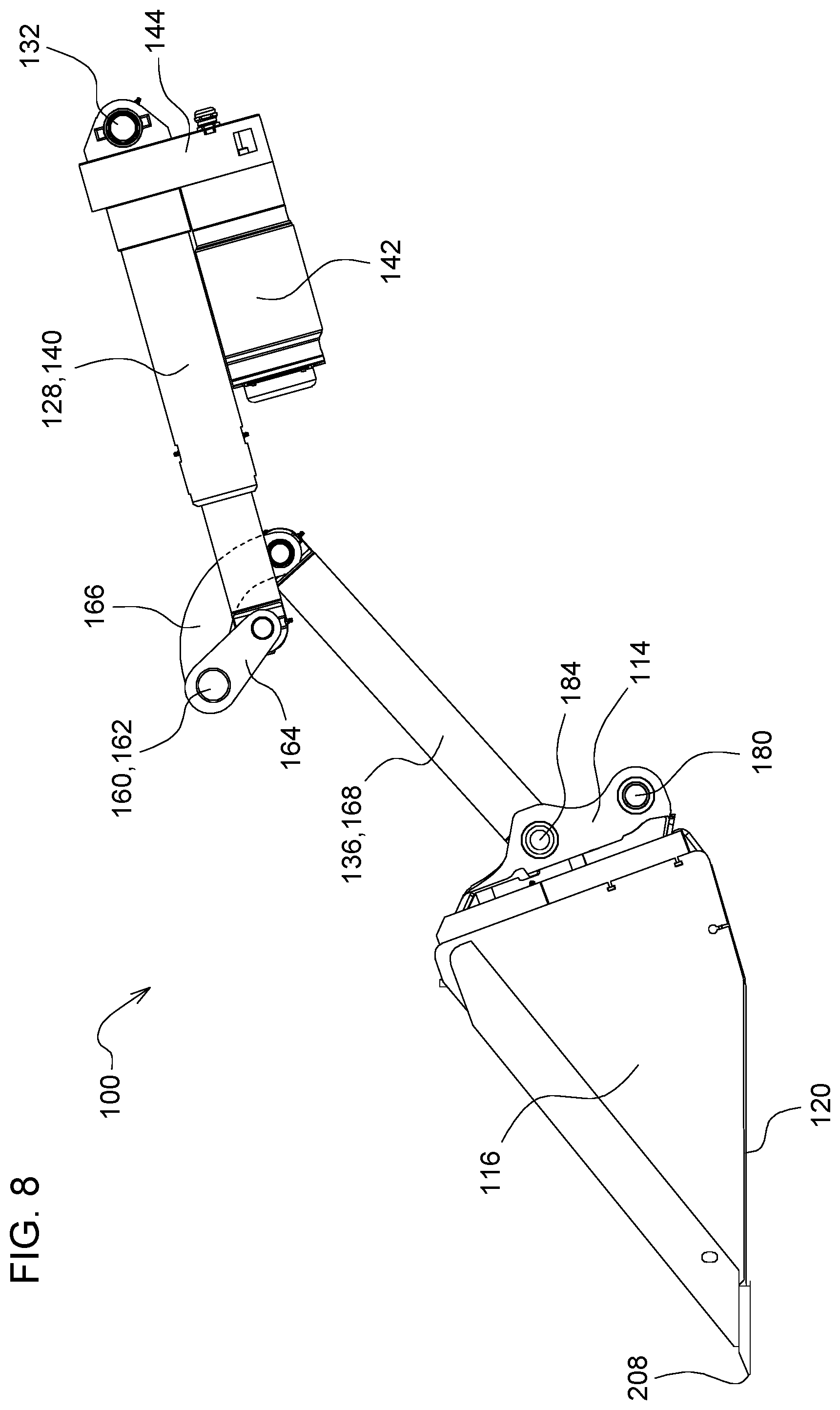 Patent US12312763 Figure 8 – Linkage assembly for construction machine
