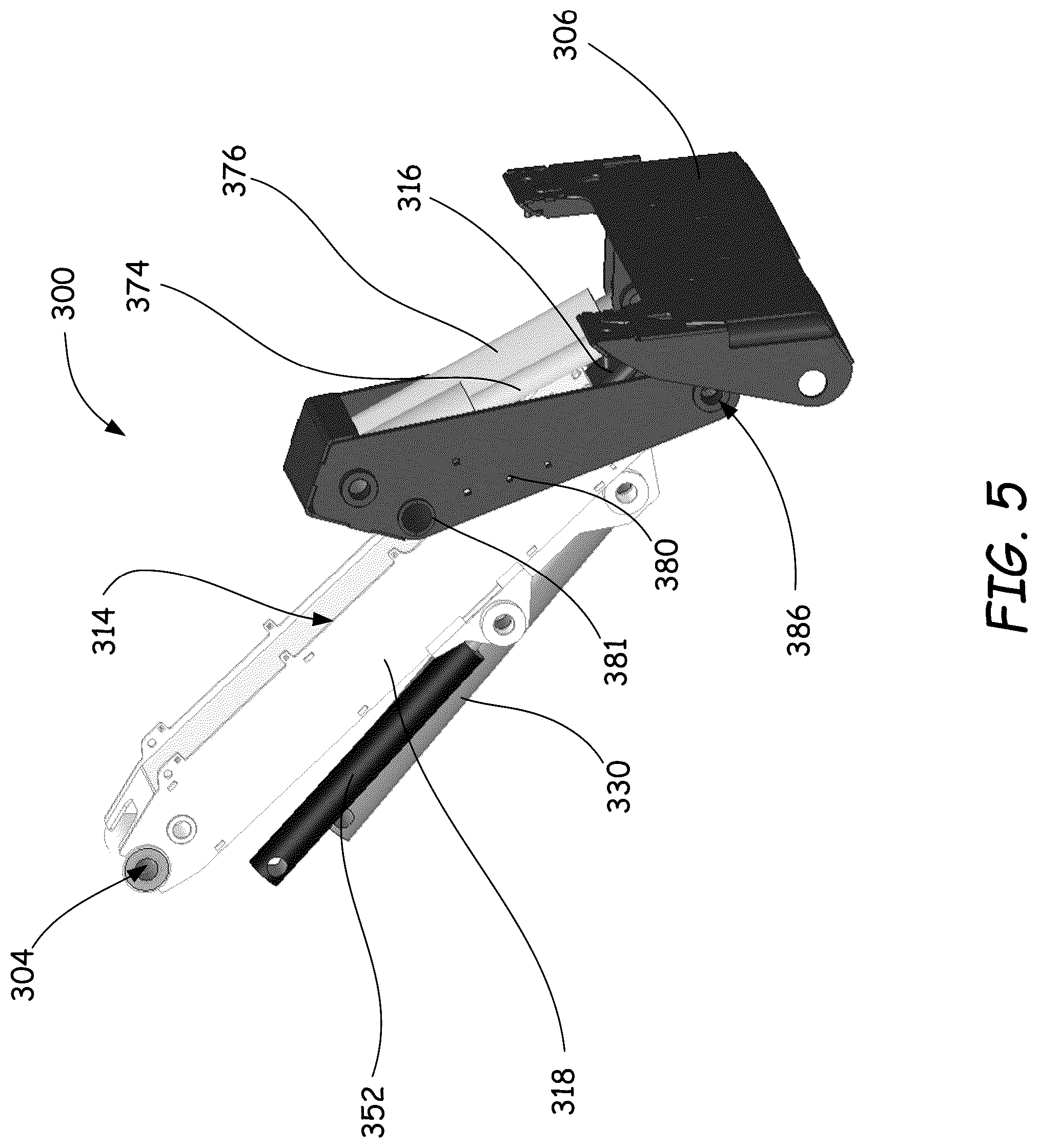 Patent US12312764 Figure 5 – Self-leveling lift arm assembly for power machines
