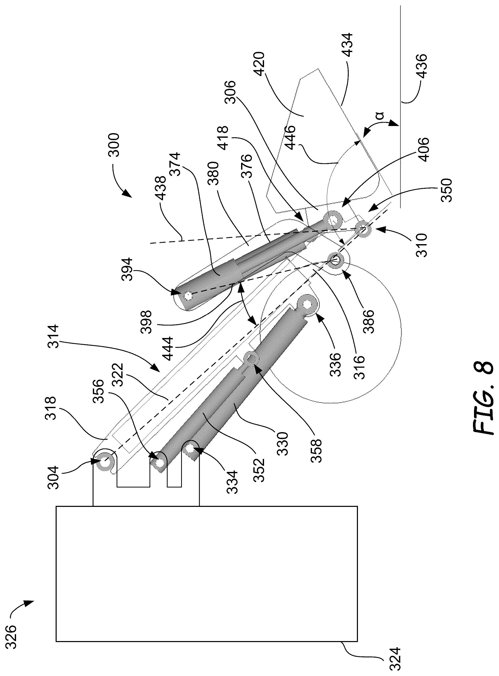 Patent US12312764 Figure 9 – Self-leveling lift arm assembly for power machines
