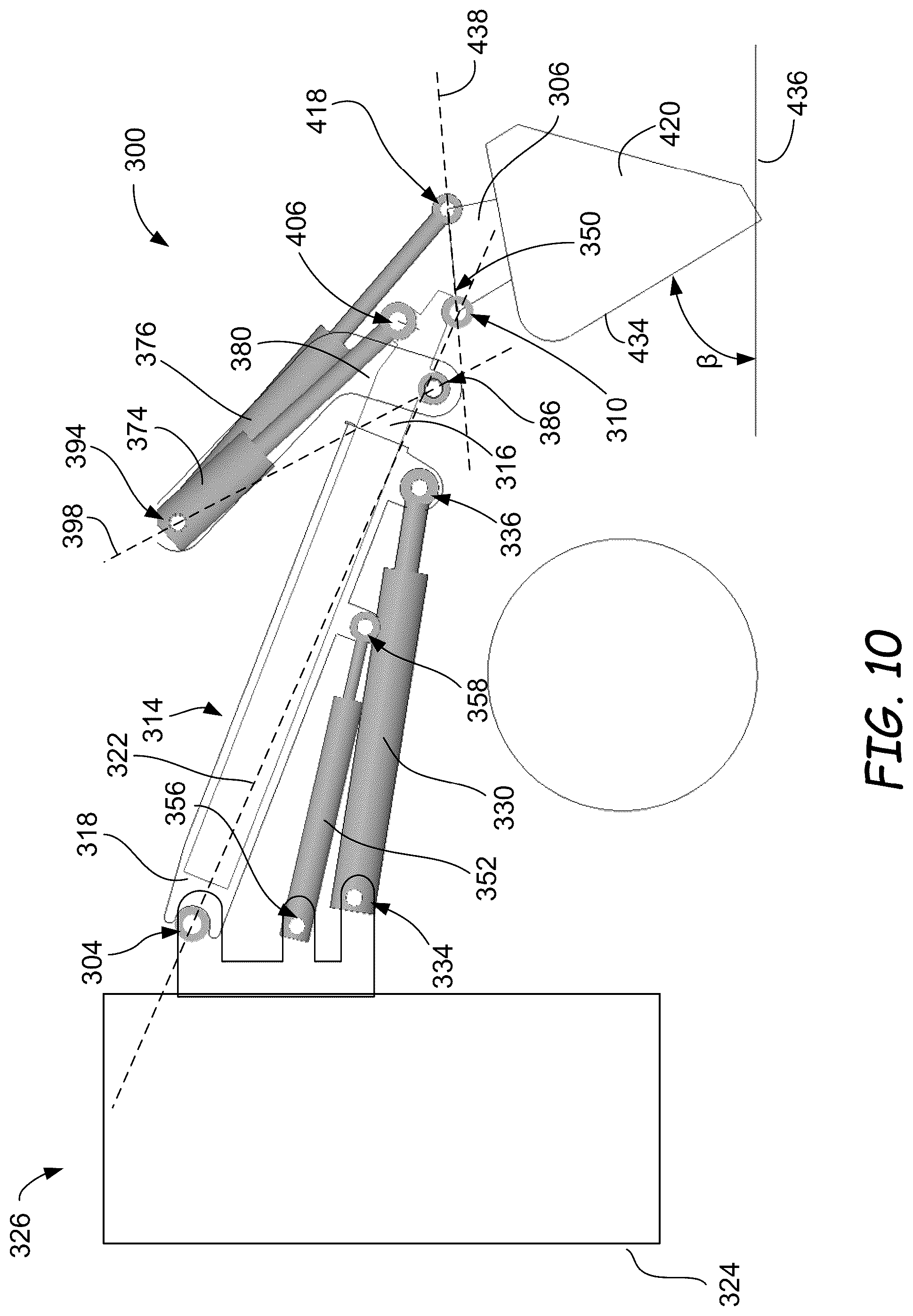 Patent US12312764 Figure 11 – Self-leveling lift arm assembly for power machines