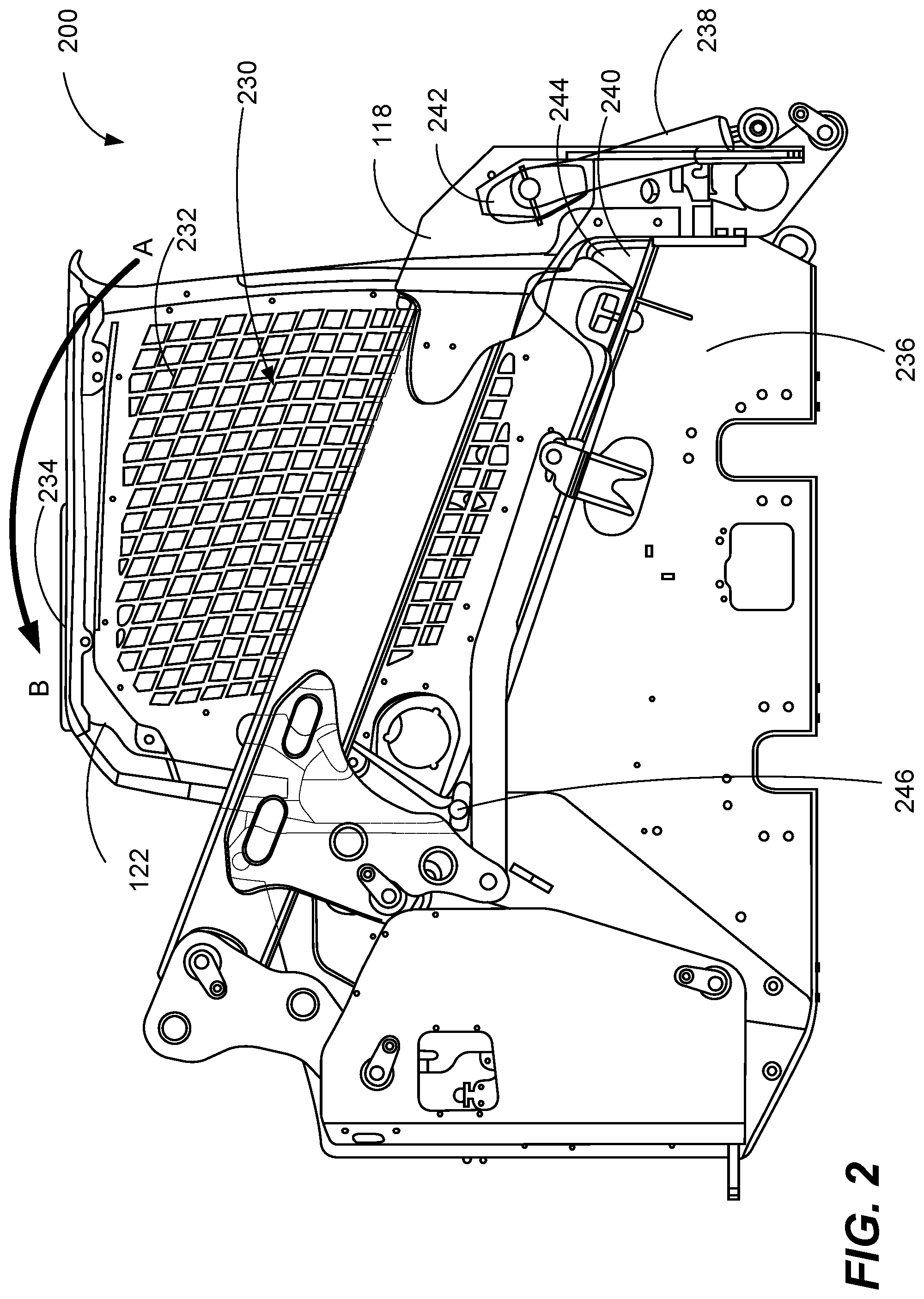 Patent US12312768 Figure 2 – Removable cab toe box for a work machine
