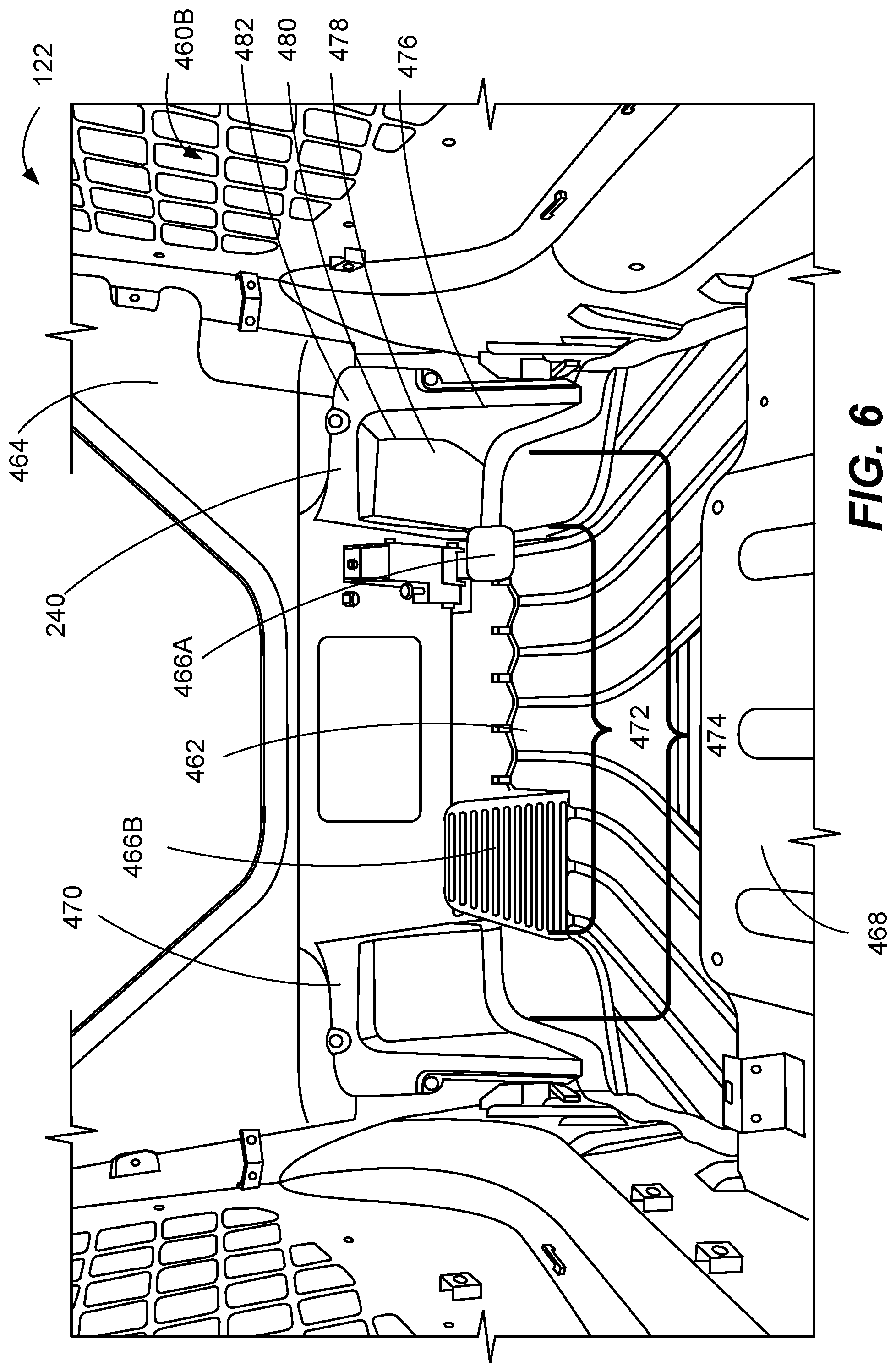 Patent US12312768 Figure 6 – Removable cab toe box for a work machine