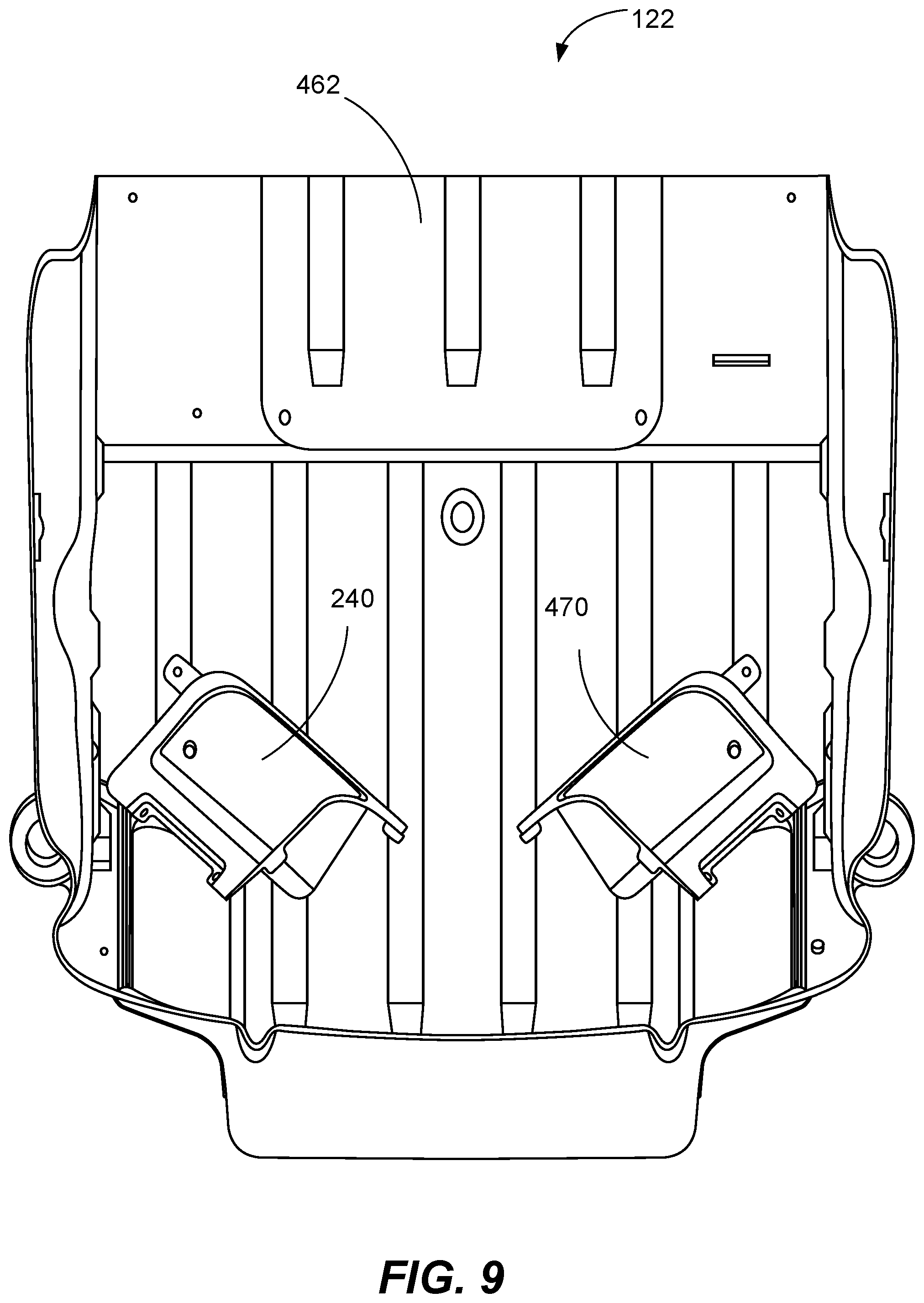 Patent US12312768 Figure 9 – Removable cab toe box for a work machine