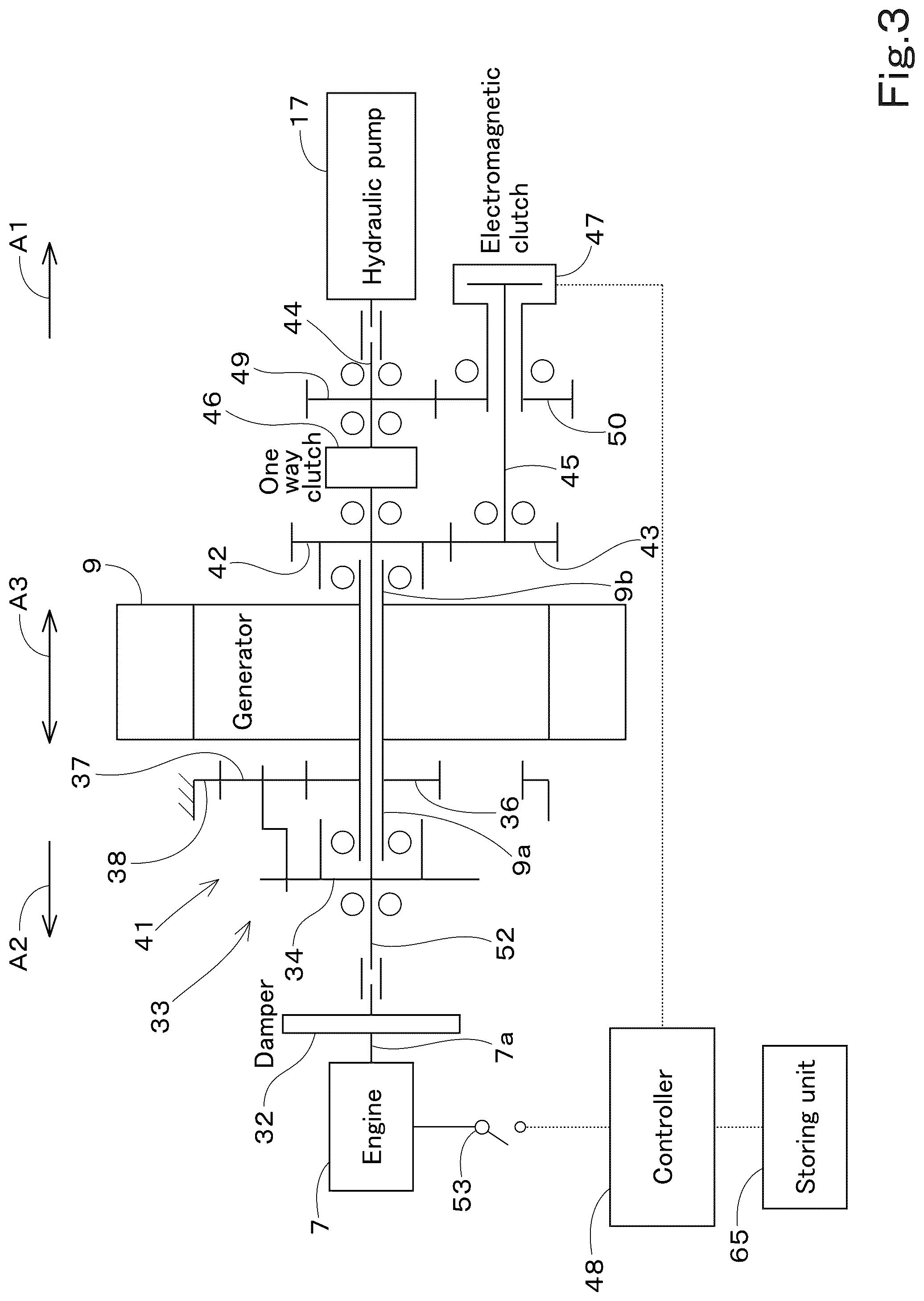 Patent US12312769 Figure 3 – Hybrid system and working machine including hybrid system