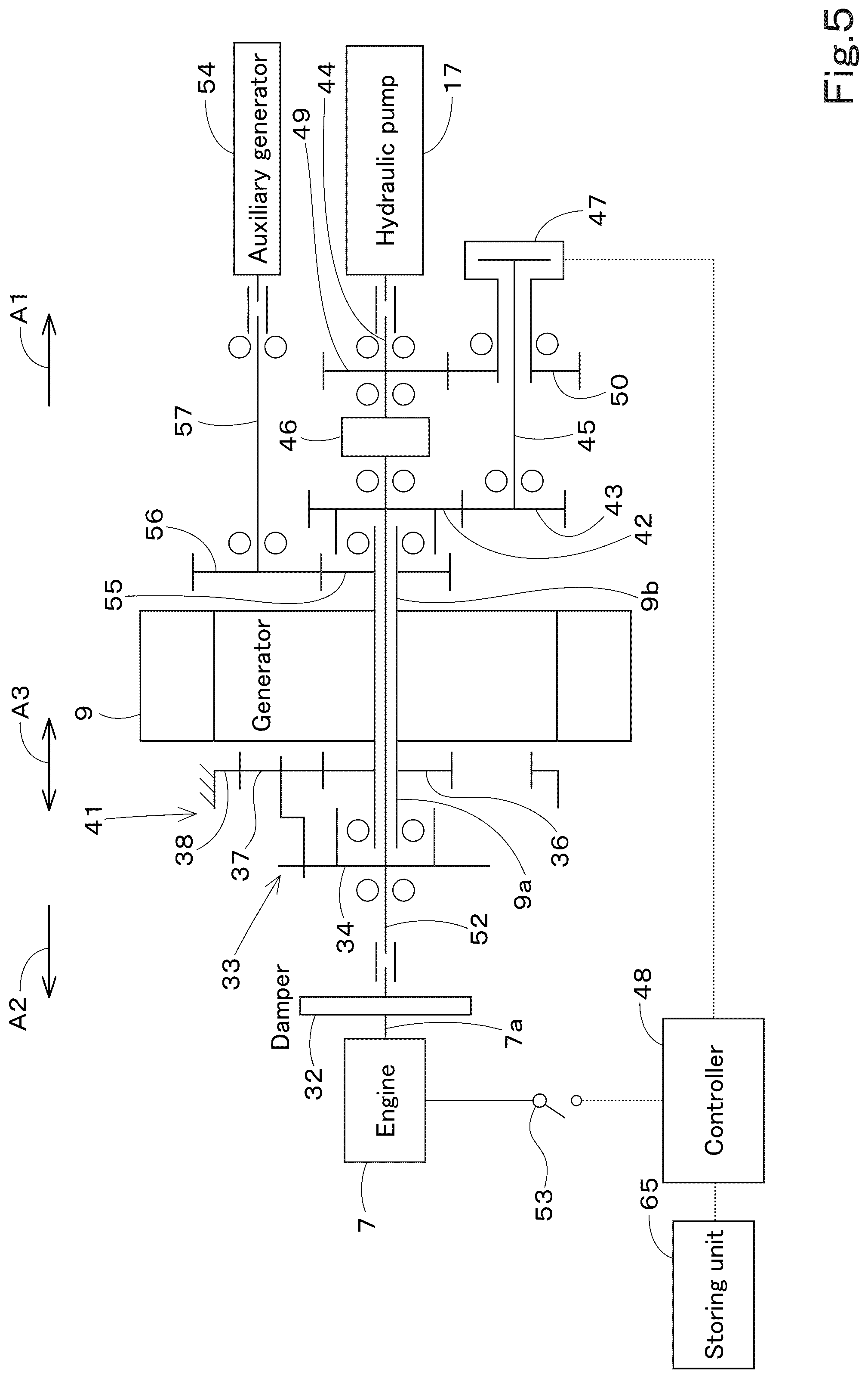 Patent US12312769 Figure 5 – Hybrid system and working machine including hybrid system