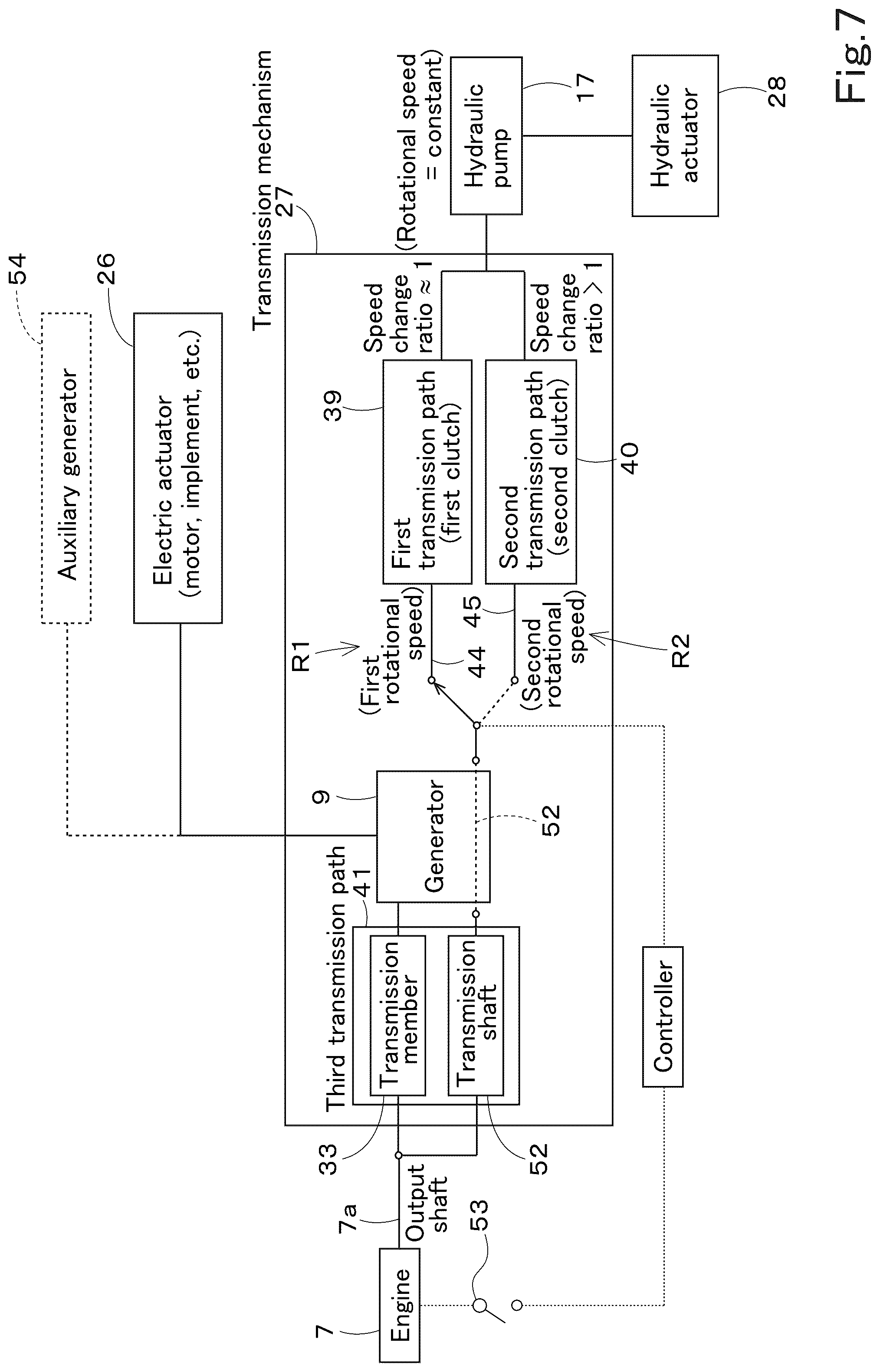 Patent US12312769 Figure 7 – Hybrid system and working machine including hybrid system