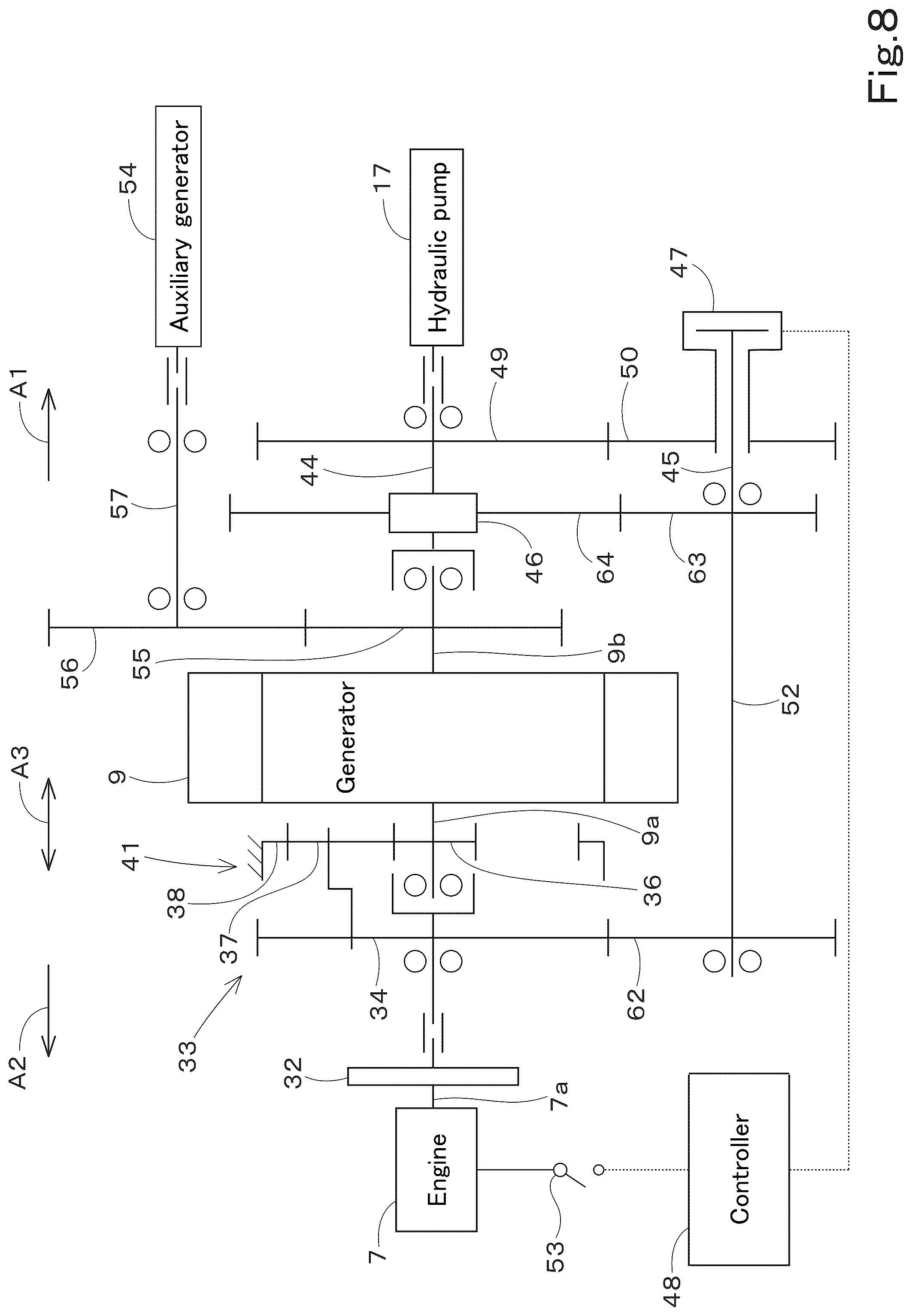 Patent US12312769 Figure 8 – Hybrid system and working machine including hybrid system