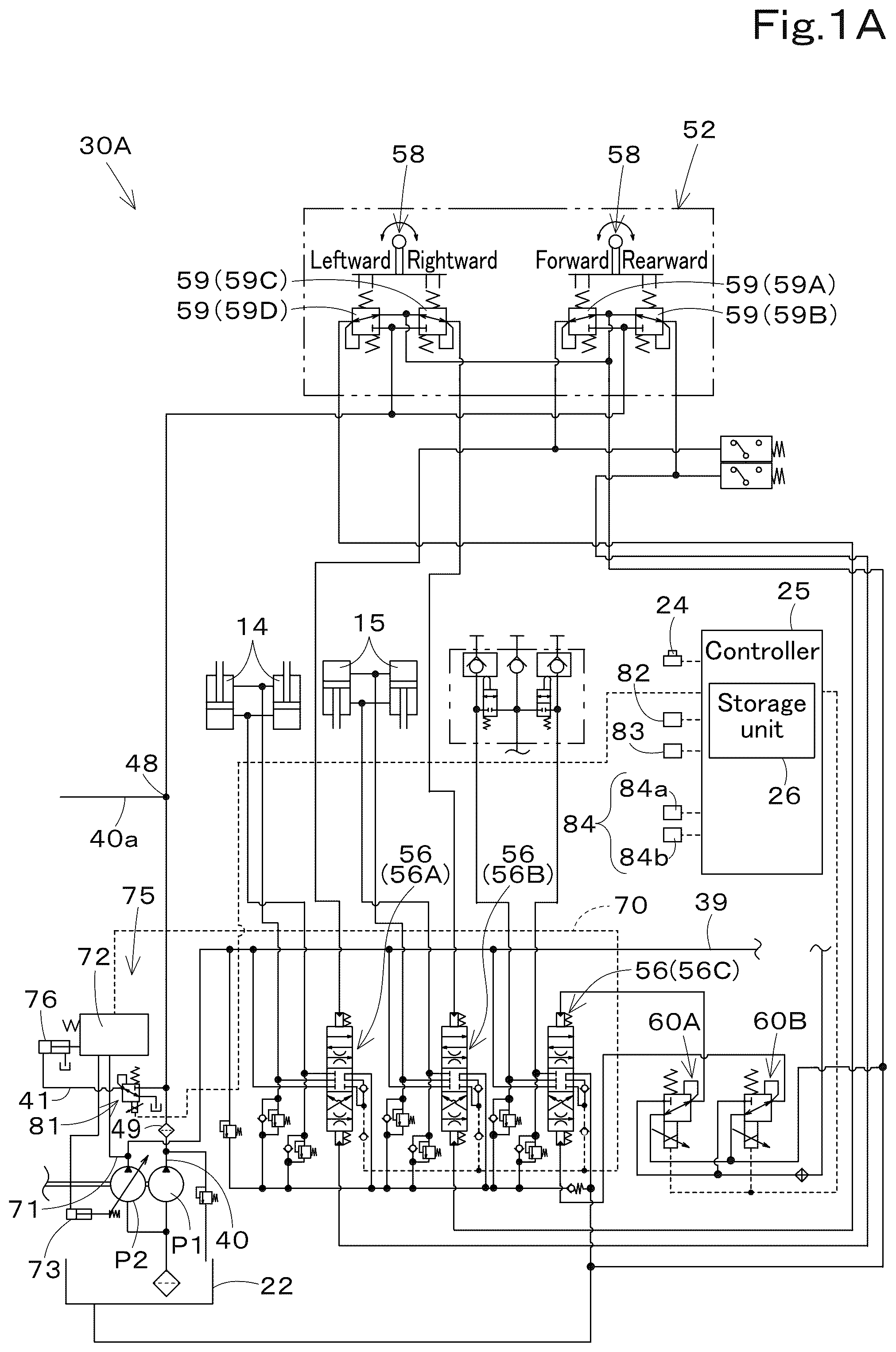 Patent US12312772 Figure 1 – Hydraulic system for working machine