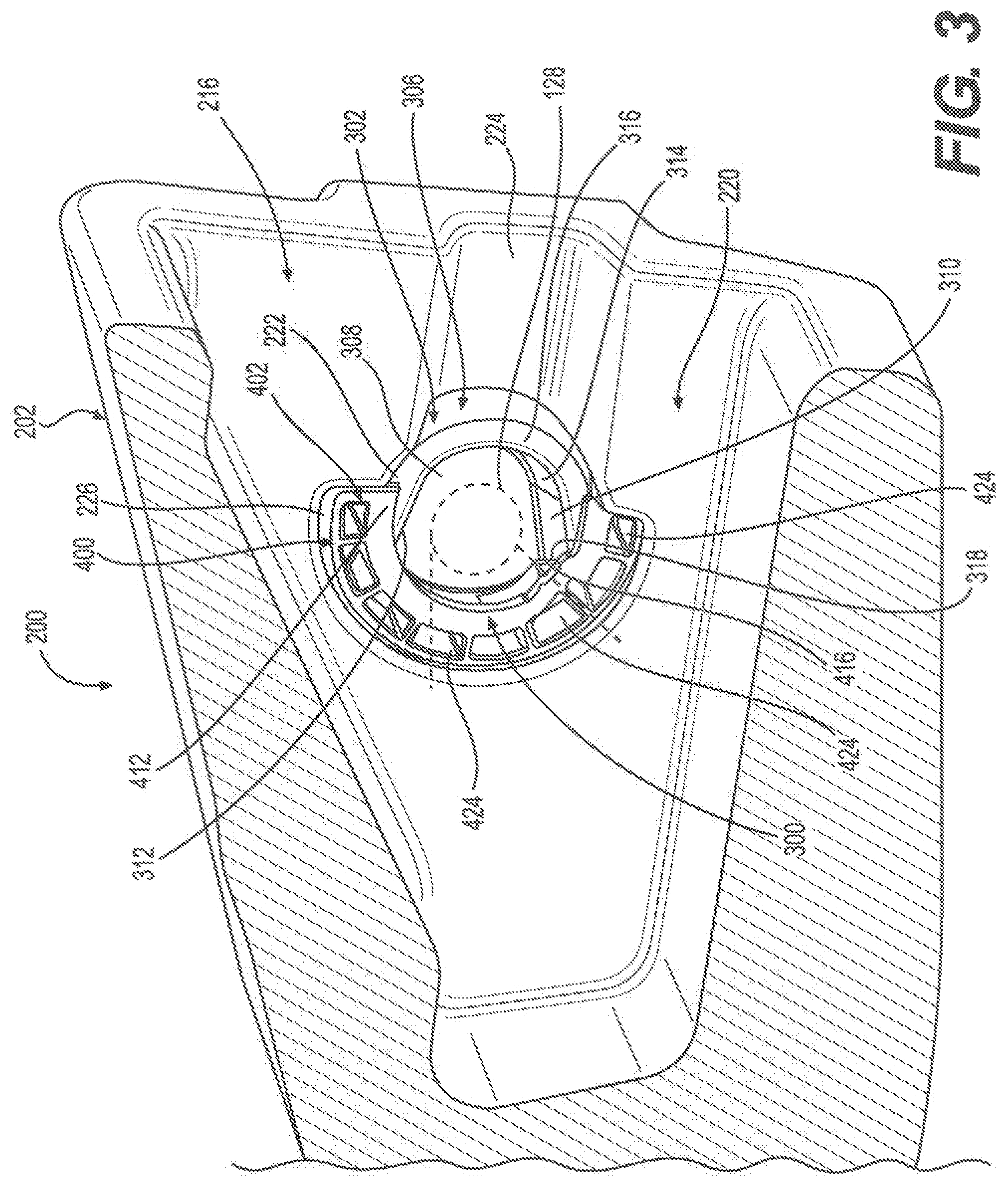 Patent US12312776 Figure 3 – Anti-tipping features for a retaining mechanism