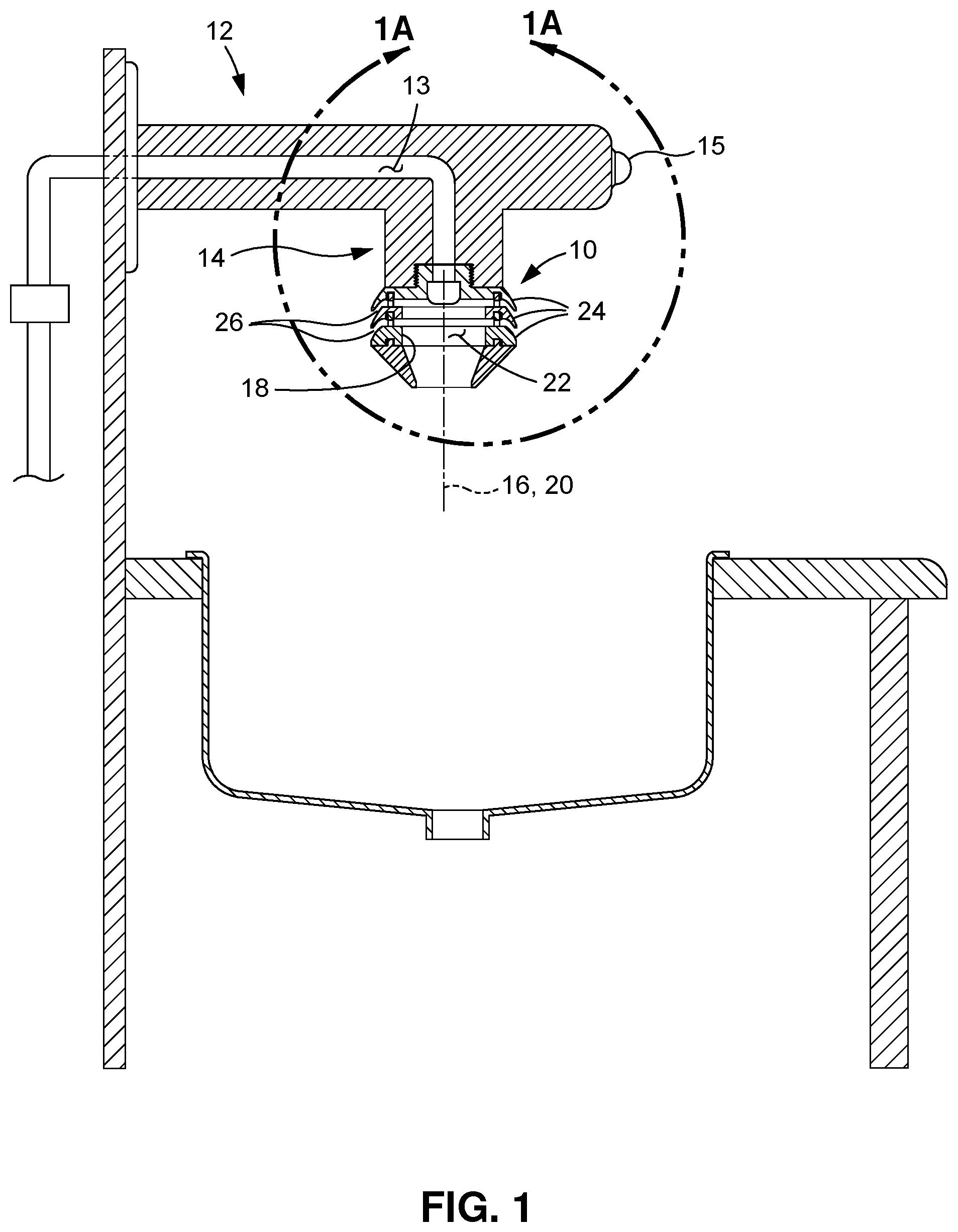 Patent US12312783 Figure 1 – Contamination guard for water faucet