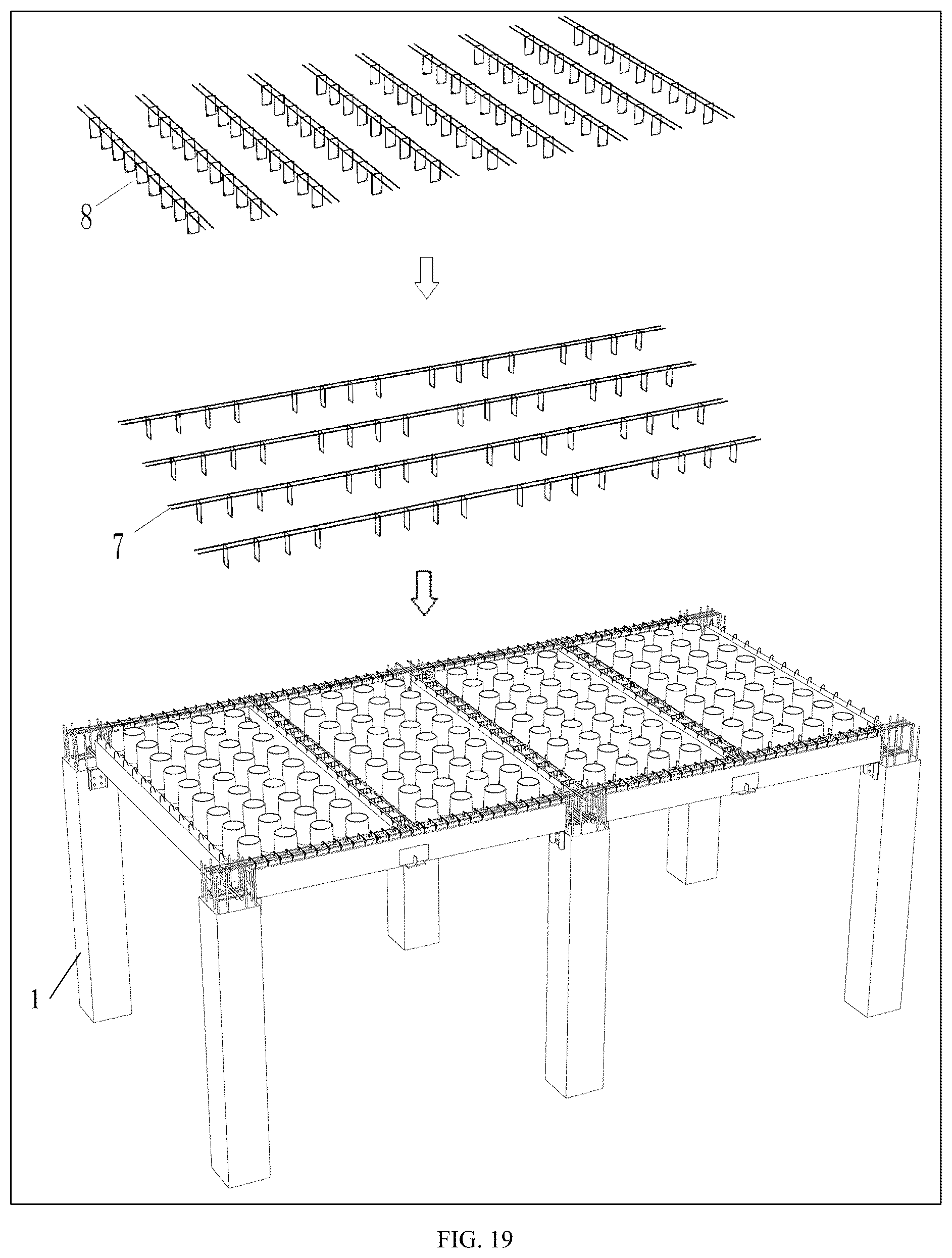 Patent US12312795 Figure 14 – Beam-slab integrated prefabricated waffle slab structure and construction method thereof