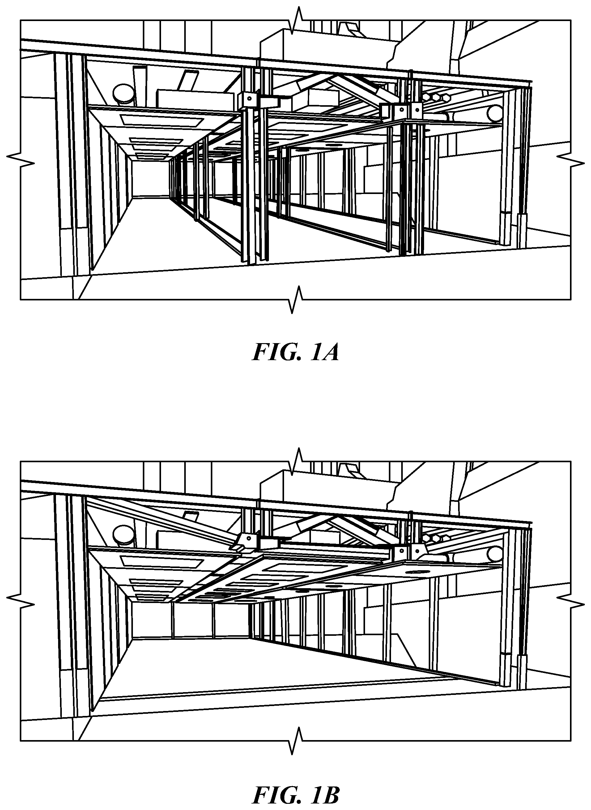 Patent US12312797 Figure 1 – System and methods employing prefabricated volumetric construction modules including transforming truss elements