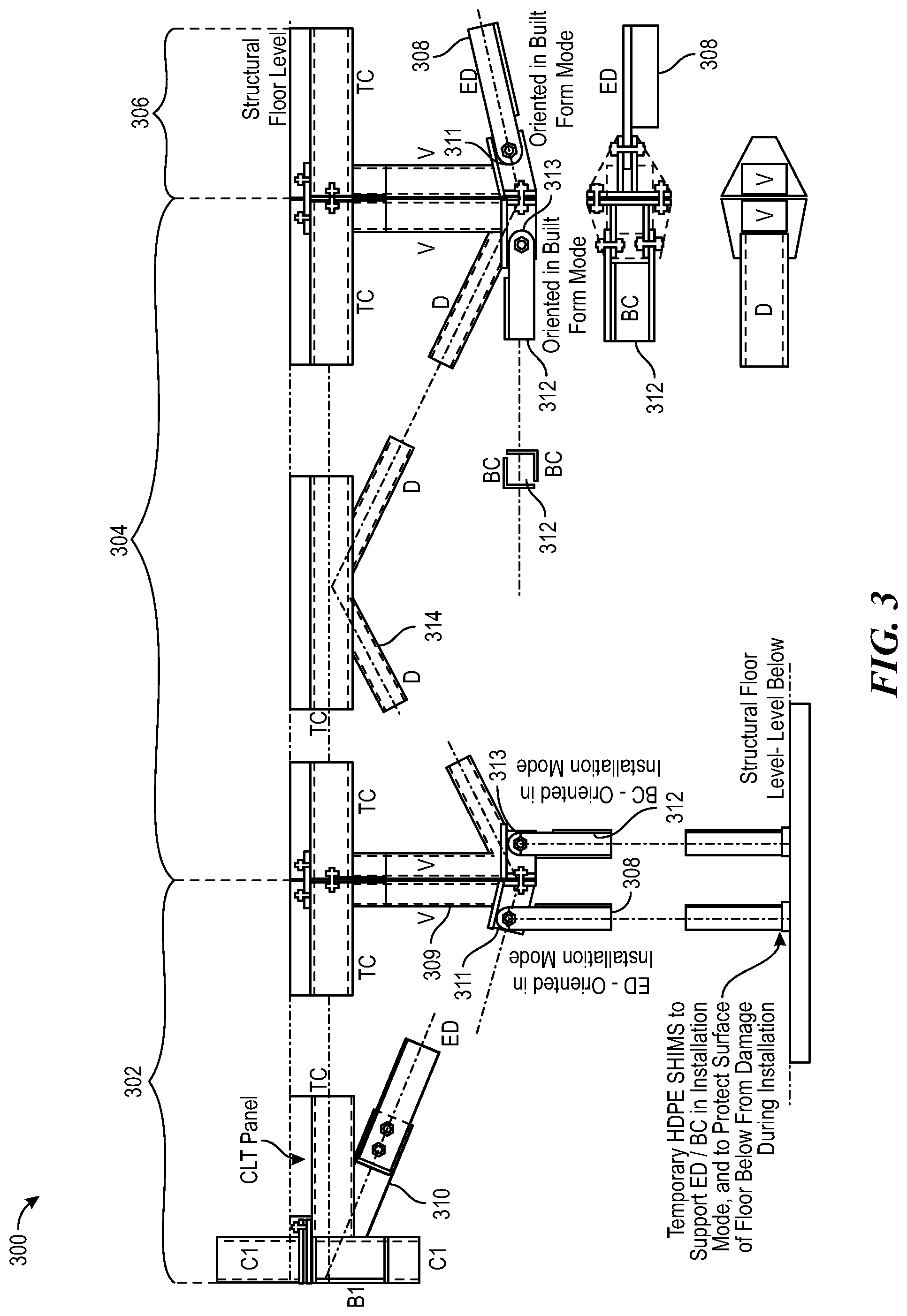 Patent US12312797 Figure 8 – System and methods employing prefabricated volumetric construction modules including transforming truss elements