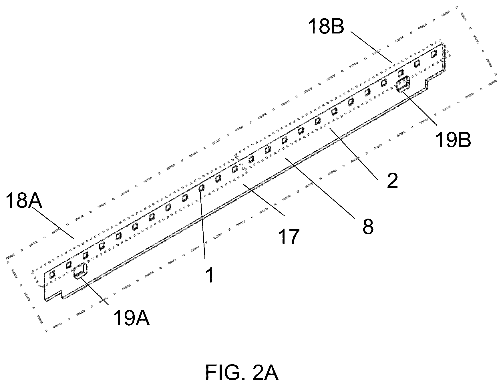 Patent US12312806 Figure 5 – Ceiling grid lighting assembly with two linear lighting modules and a configurable, functional gap