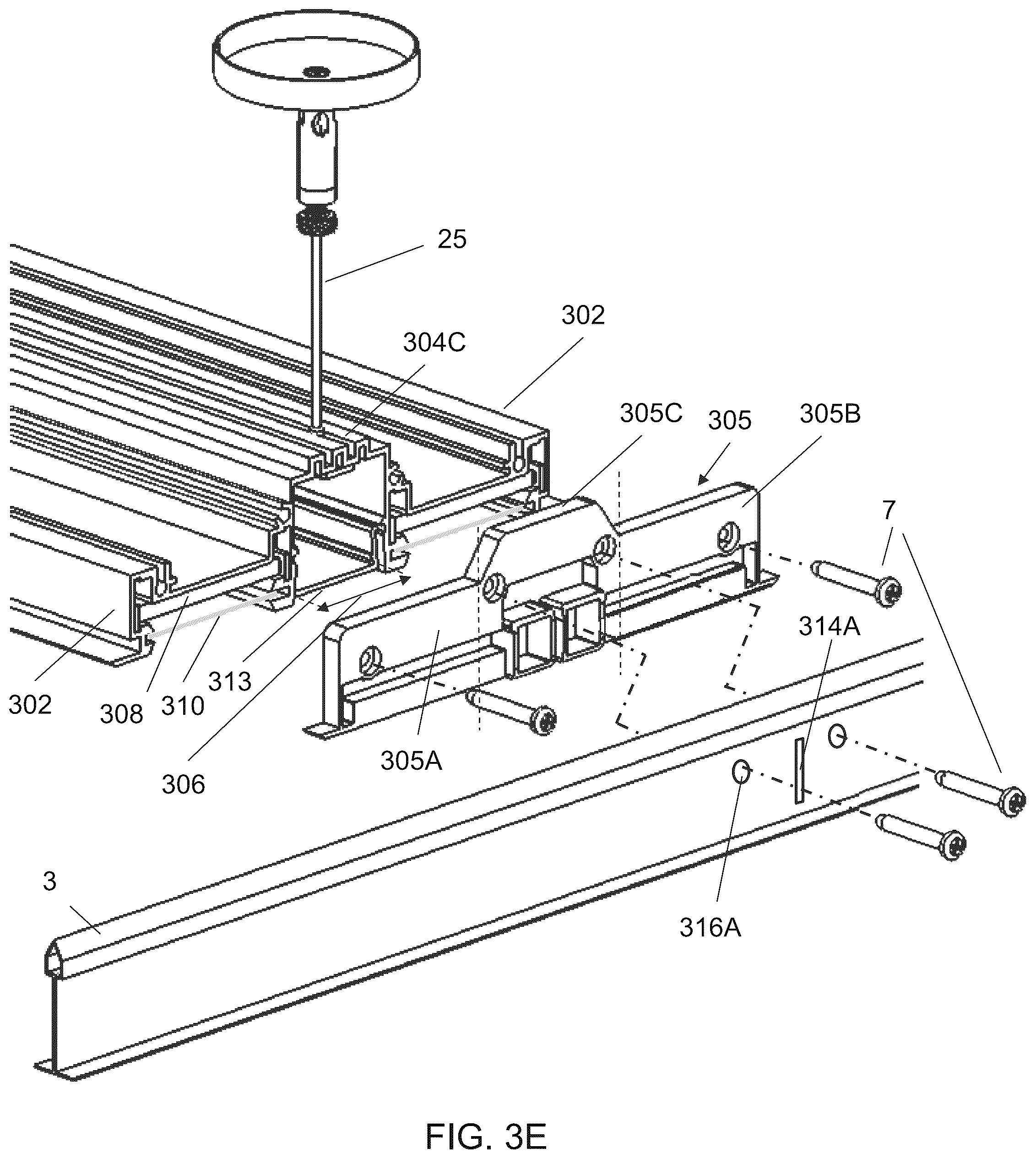 Patent US12312806 Figure 12 – Ceiling grid lighting assembly with two linear lighting modules and a configurable, functional gap