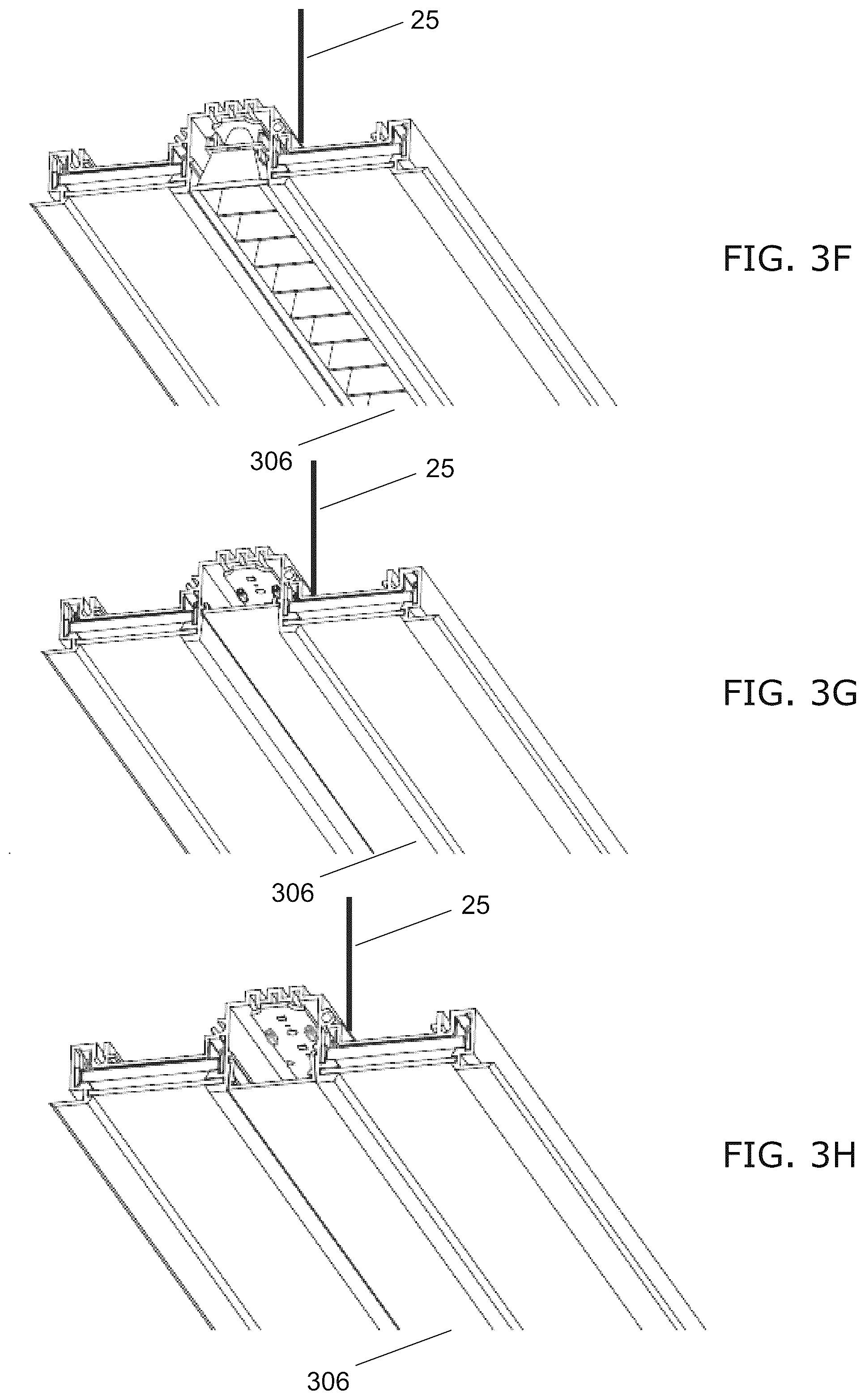 Patent US12312806 Figure 13 – Ceiling grid lighting assembly with two linear lighting modules and a configurable, functional gap