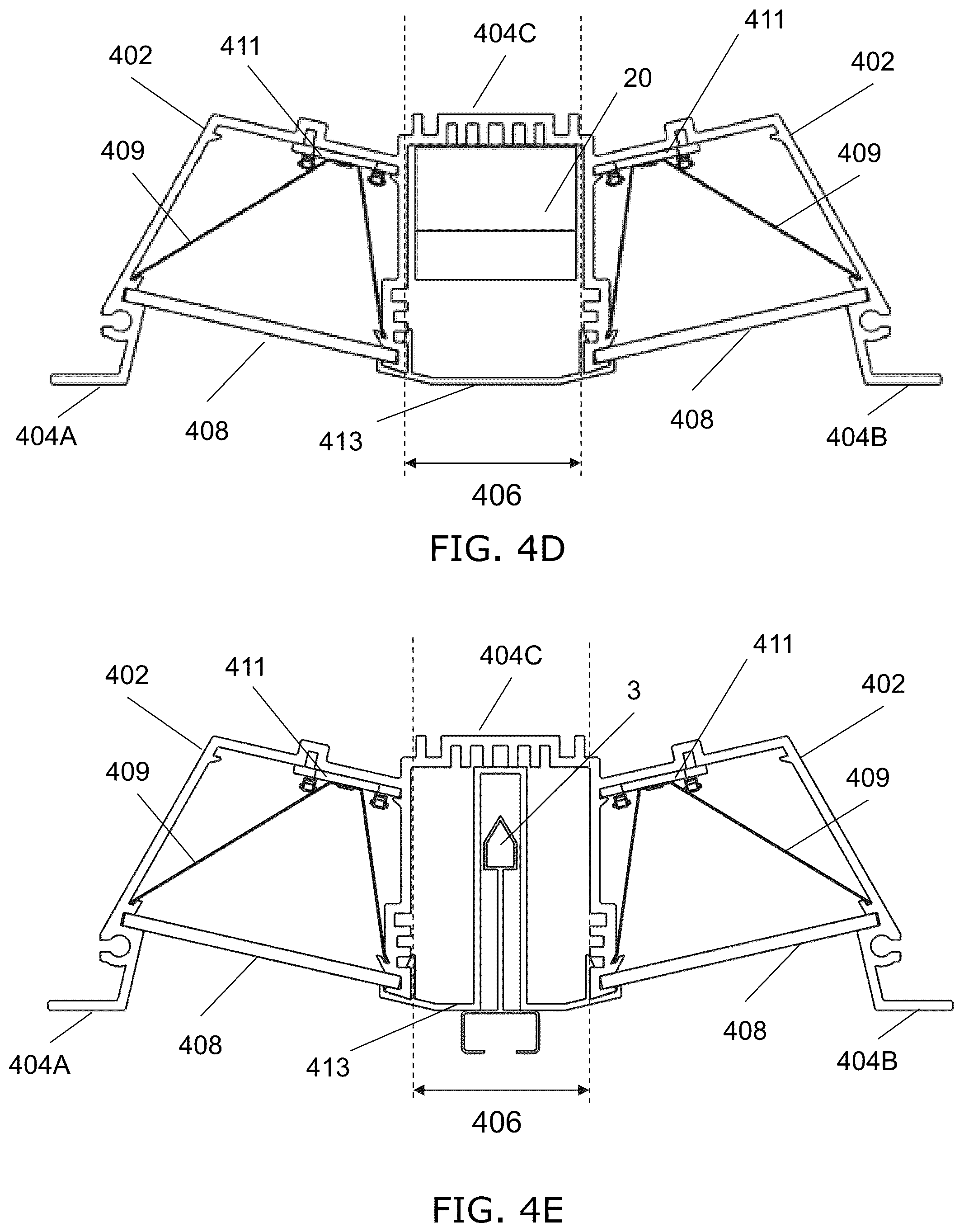 Patent US12312806 Figure 17 – Ceiling grid lighting assembly with two linear lighting modules and a configurable, functional gap
