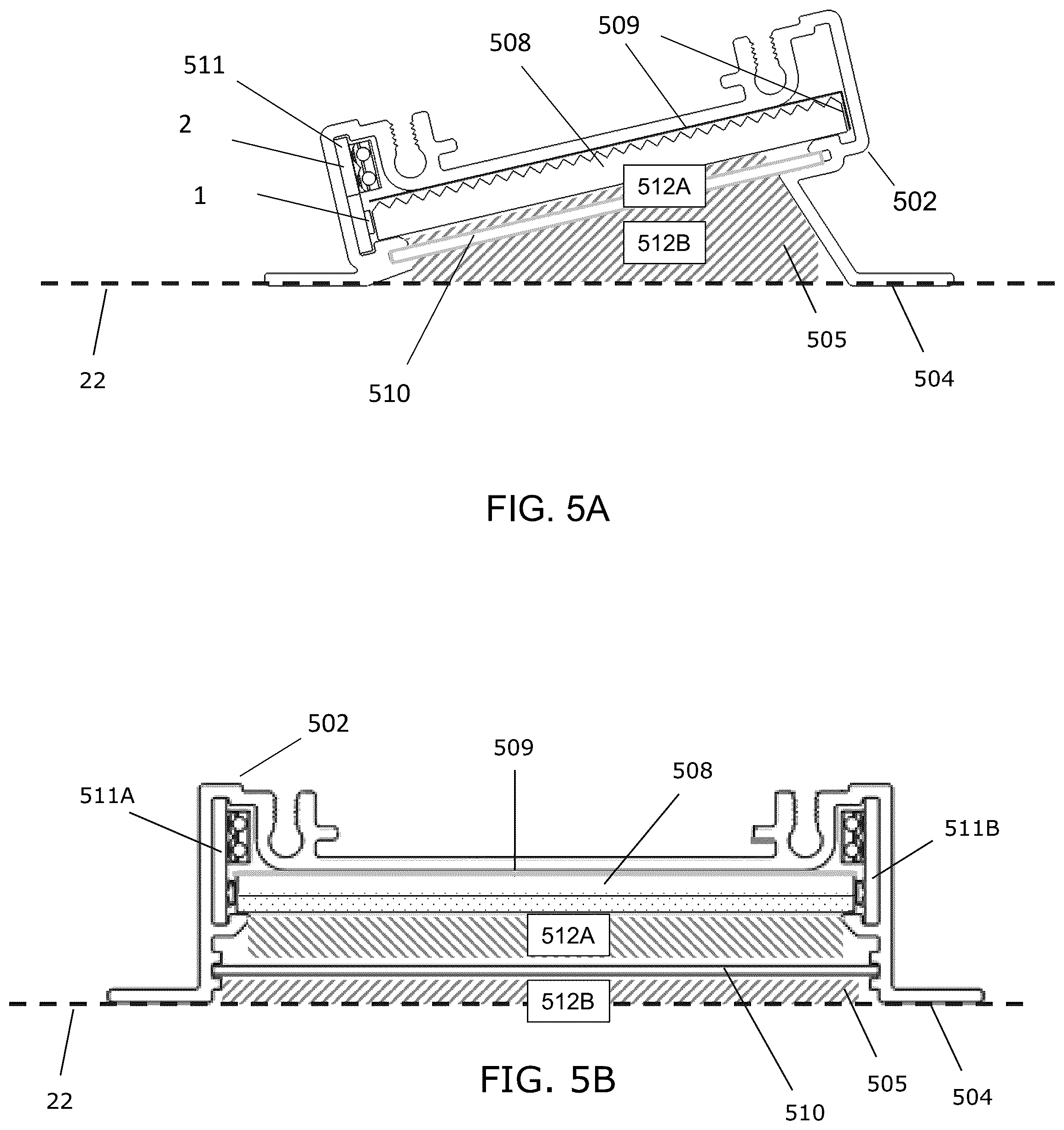 Patent US12312806 Figure 18 – Ceiling grid lighting assembly with two linear lighting modules and a configurable, functional gap