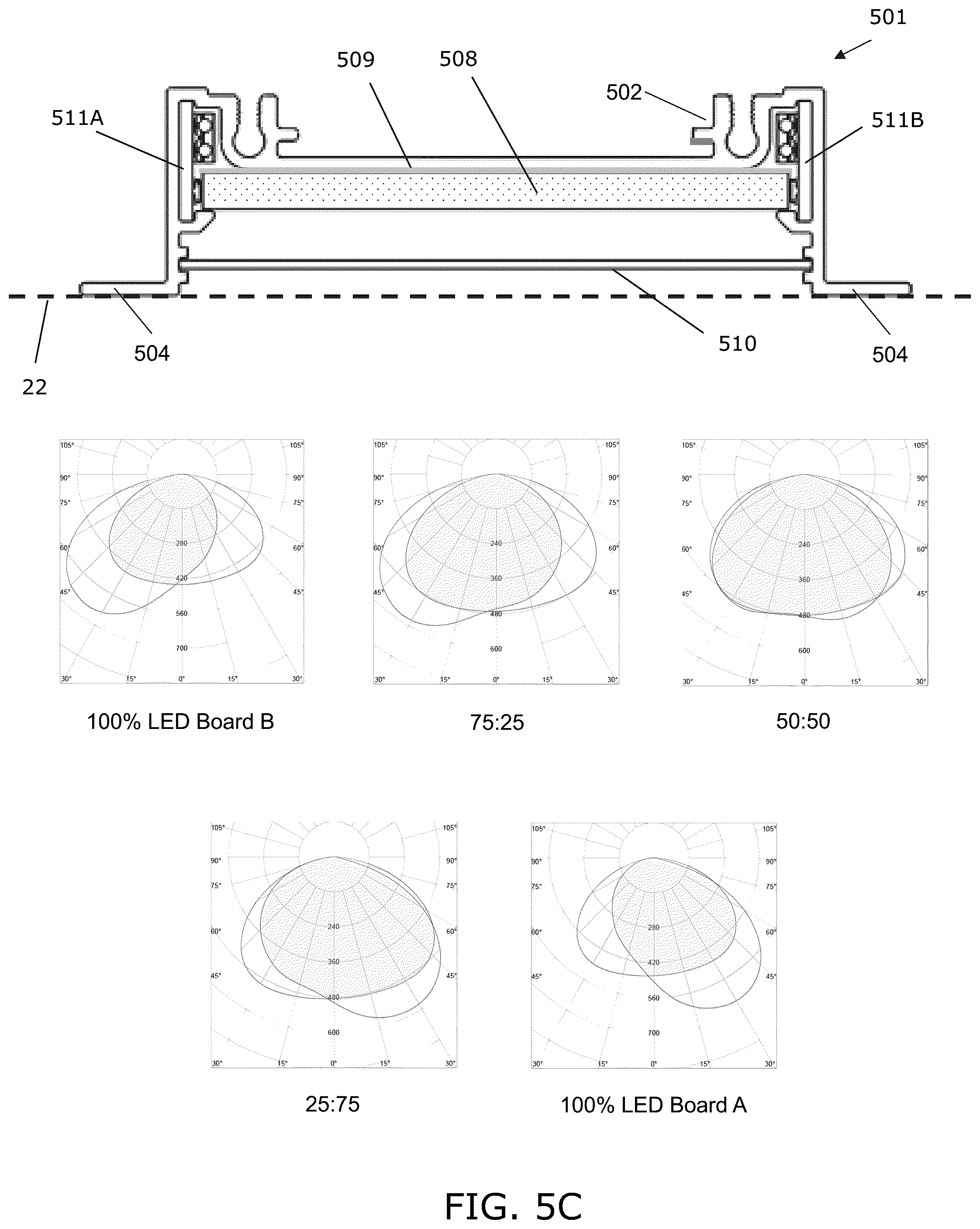 Patent US12312806 Figure 19 – Ceiling grid lighting assembly with two linear lighting modules and a configurable, functional gap