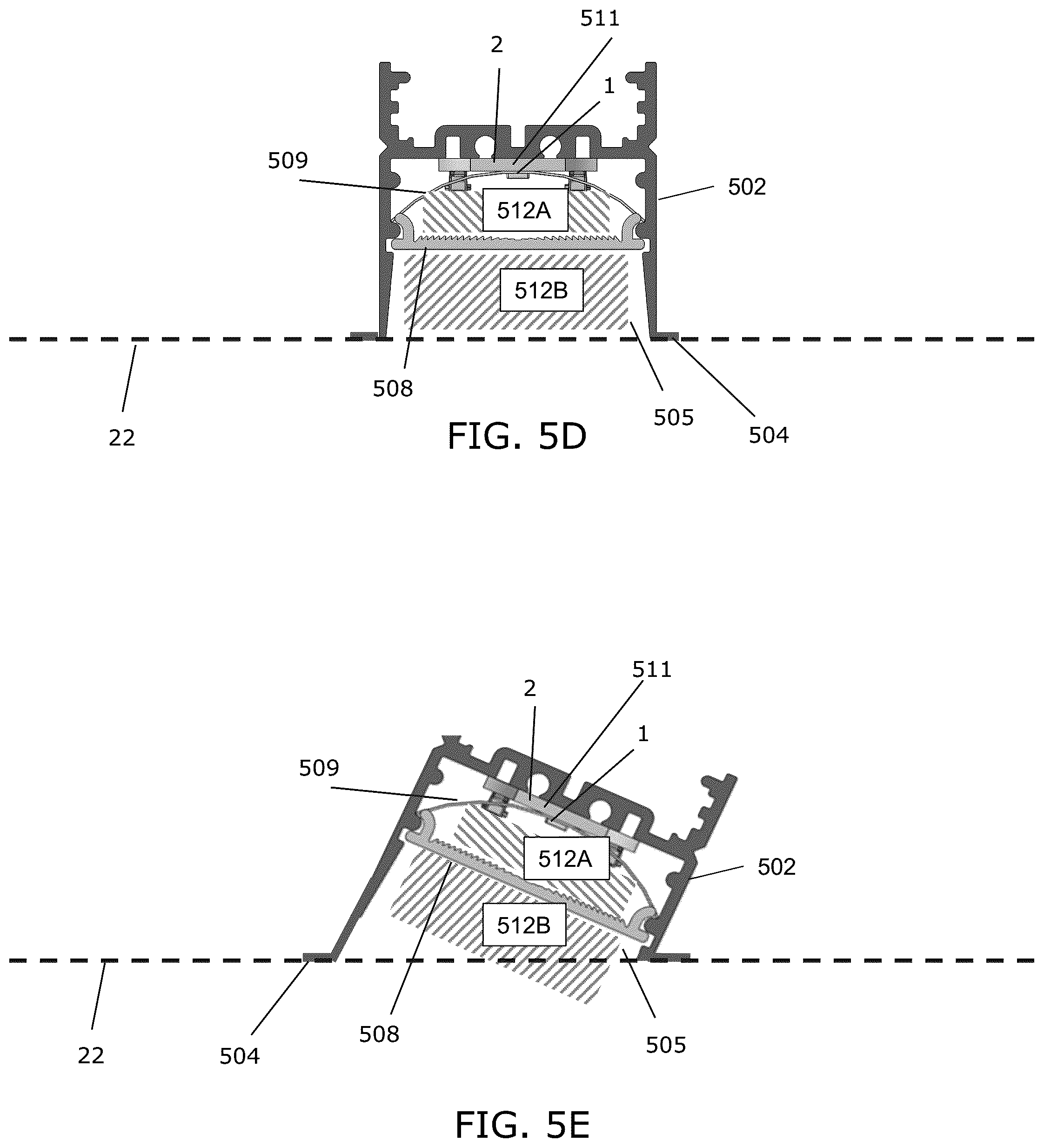 Patent US12312806 Figure 20 – Ceiling grid lighting assembly with two linear lighting modules and a configurable, functional gap