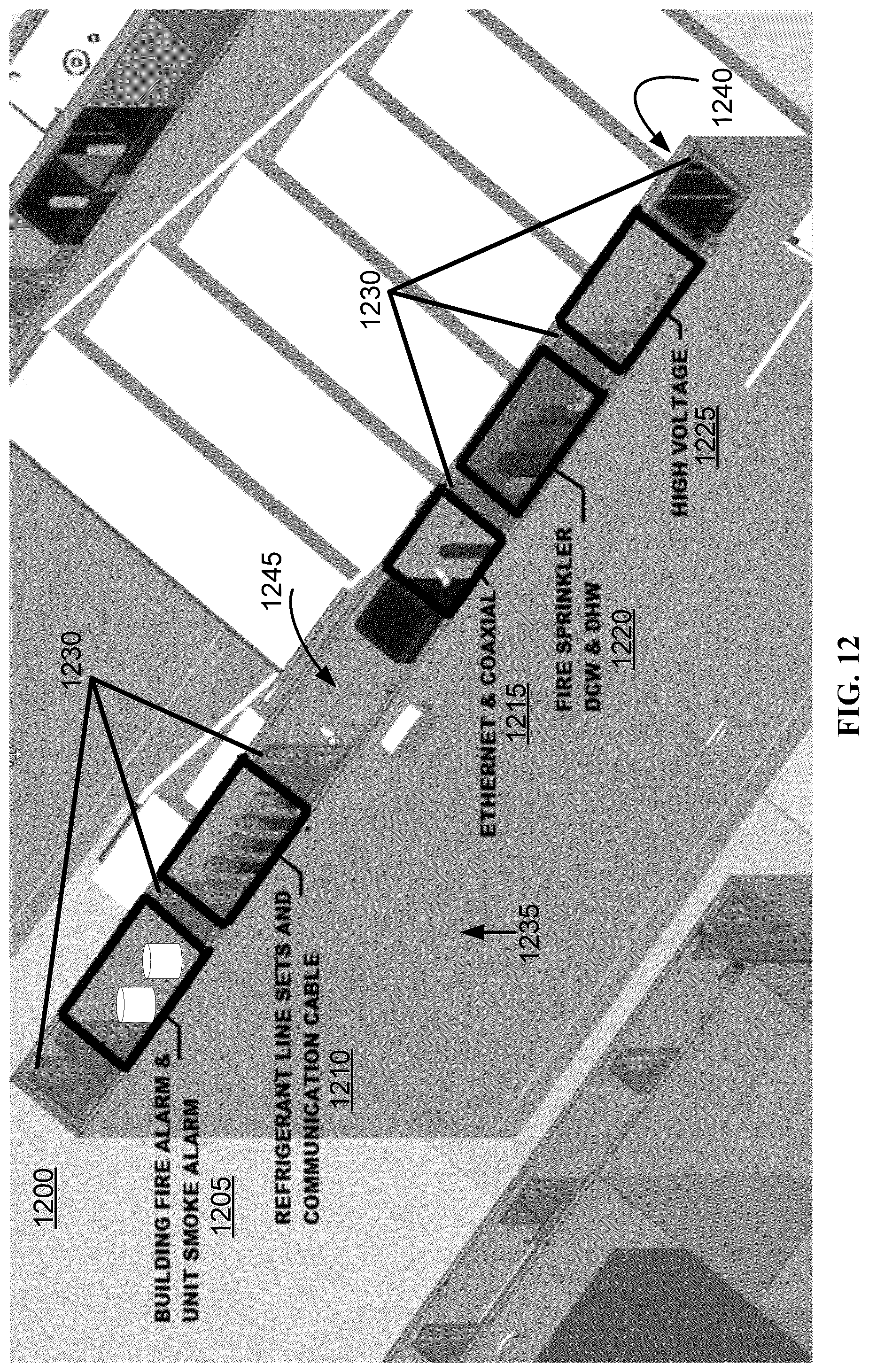Patent US12312810 Figure 13 – Prefabricated multi-conduit building panel design