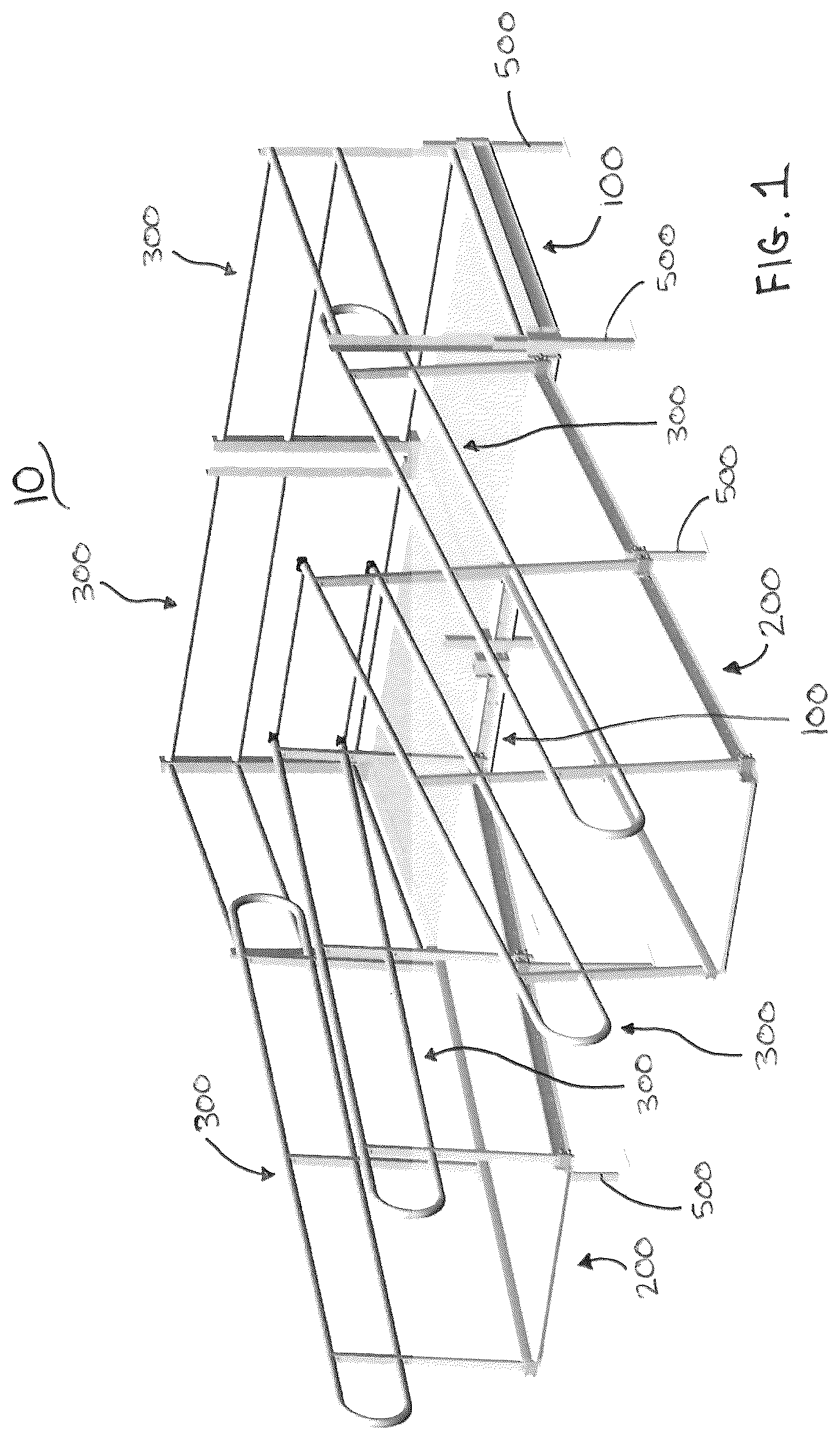 Patent US12312813 Figure 1 – Wheelchair ramps, hand railings, and modular accessibility systems incorporating the same